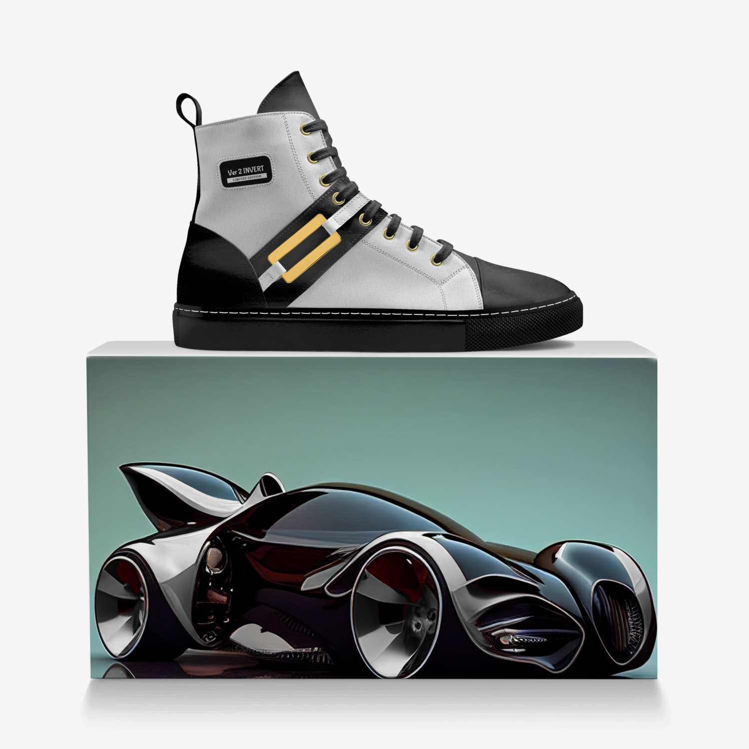 Ver 2 INVERT custom made in Italy shoes by Aiden Malaczewski | Over box view