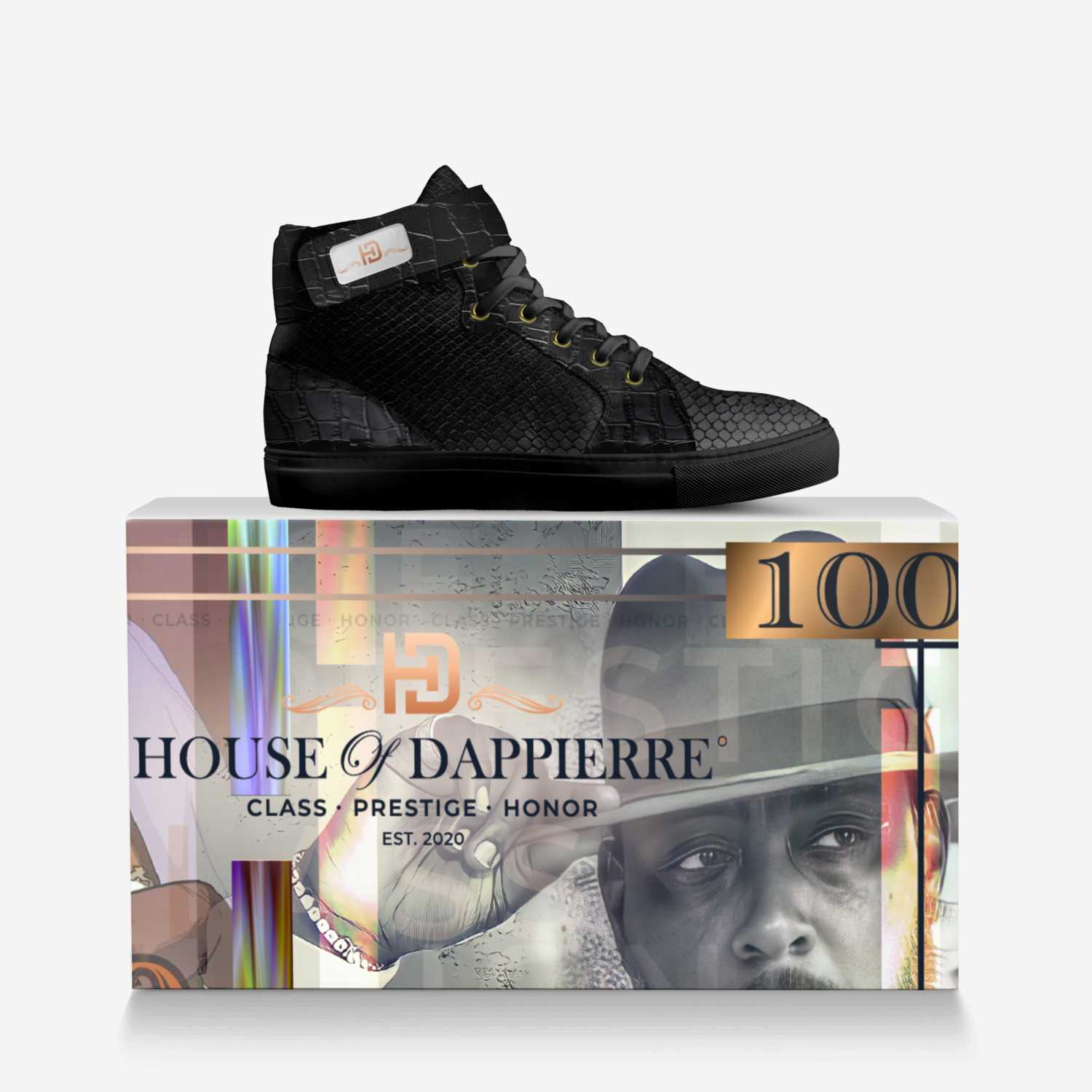 Luxury Noir by HOD custom made in Italy shoes by Jonathan Ellison | Over box view