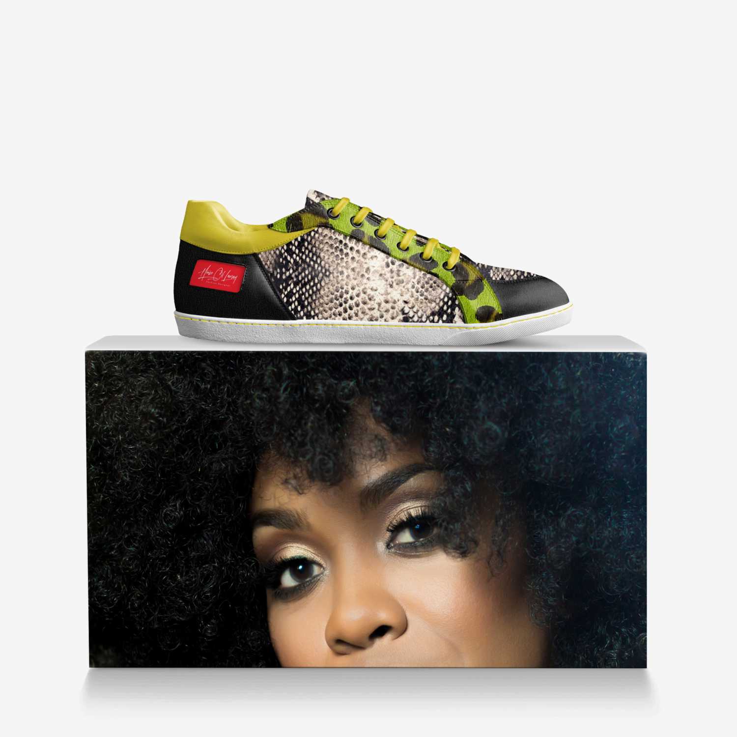 Code Red Edition custom made in Italy shoes by Colette Bates | Over box view
