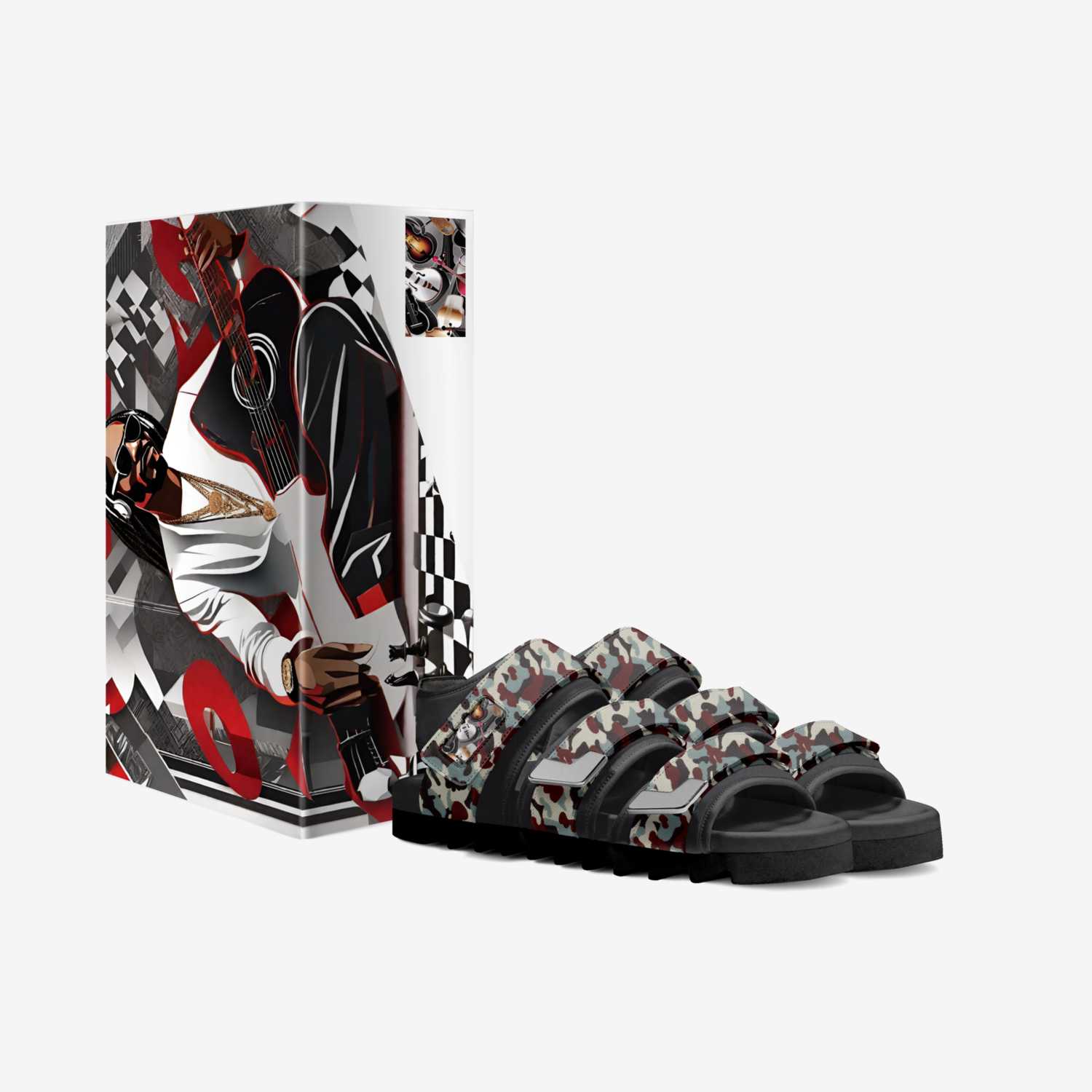 Black White Sandal custom made in Italy shoes by Desiree Sims | Box view