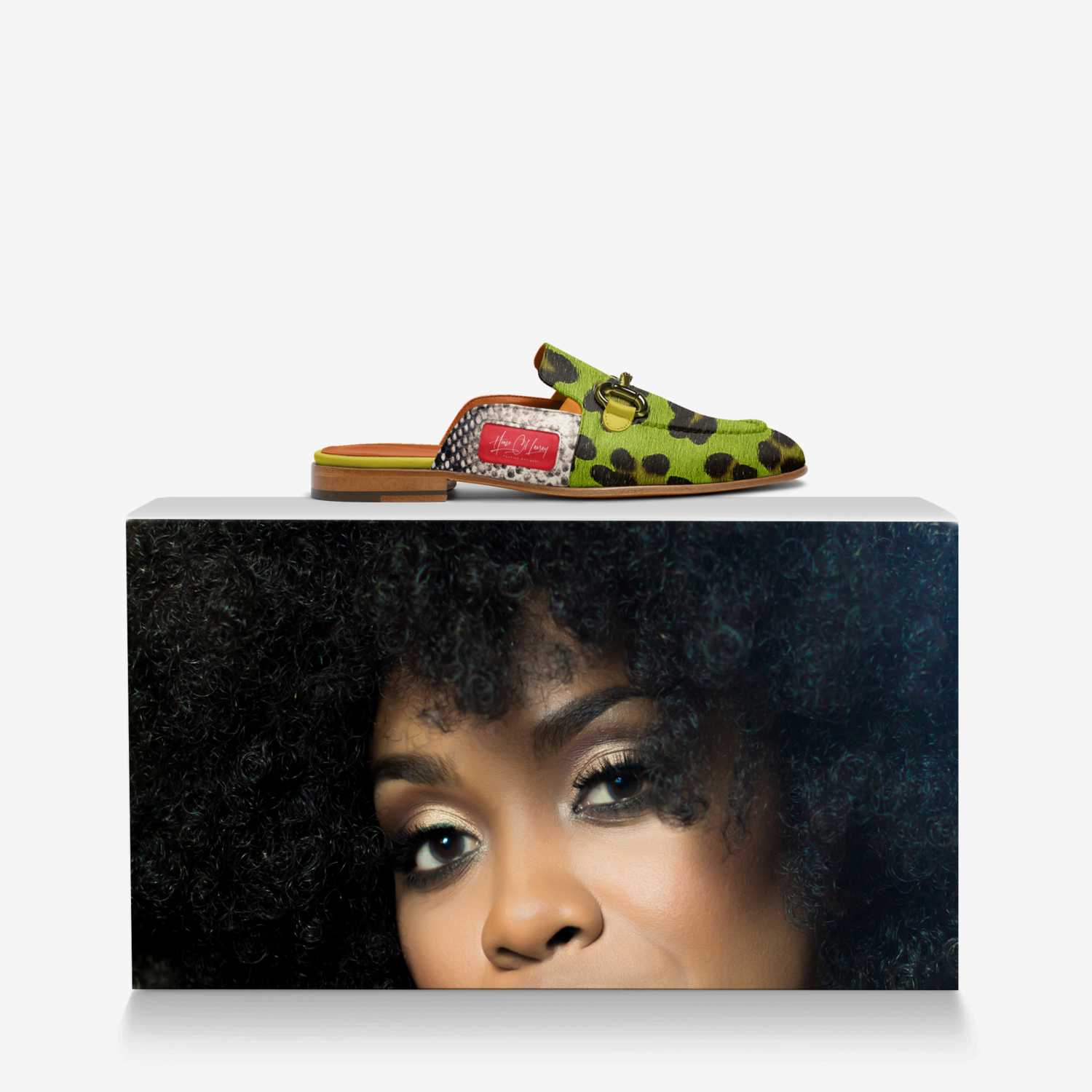 ahsinyar custom made in Italy shoes by Colette Bates | Over box view