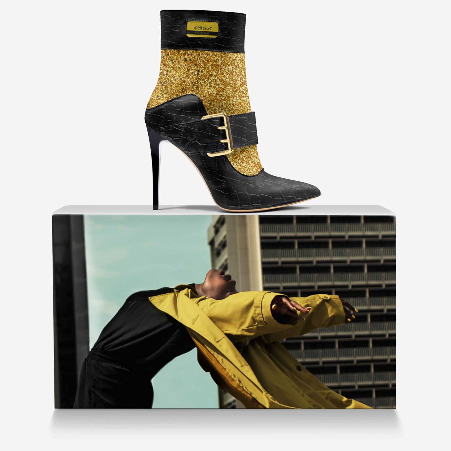 KAM 2024 custom made in Italy shoes by Aminata Kamara | Over box view
