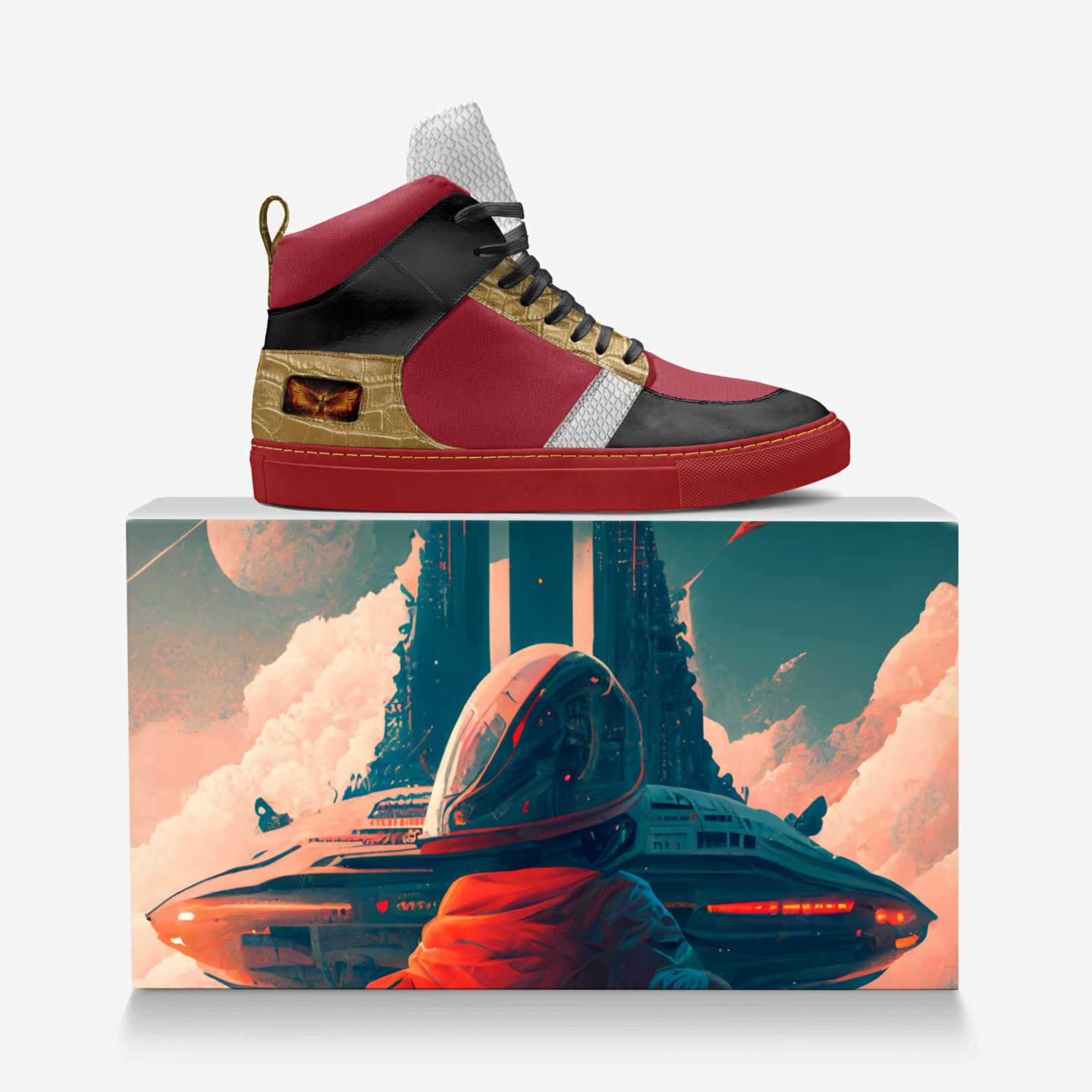 Phoenyx Footwear custom made in Italy shoes by Ren Thompson | Over box view