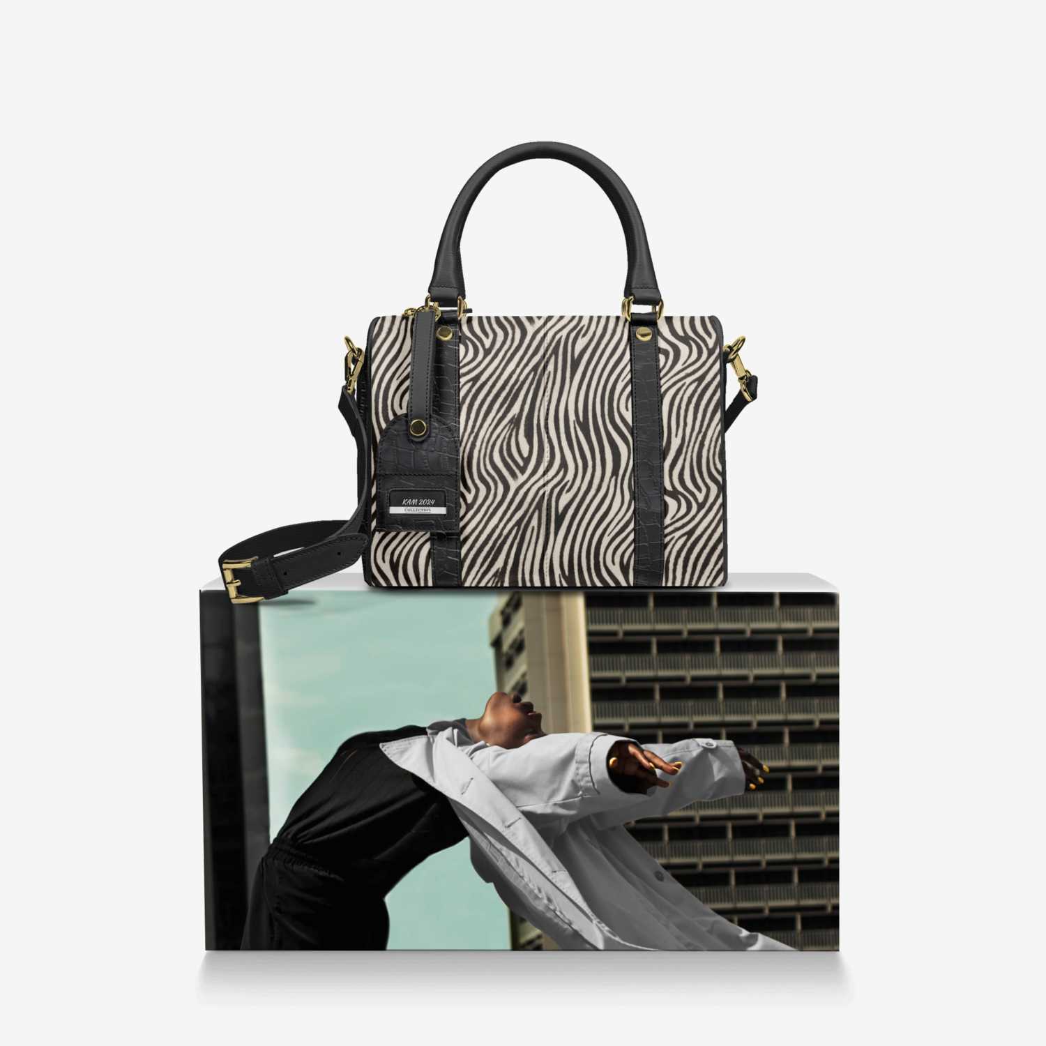 KAM 2024 custom made in Italy design by Aminata Kamara | Over box view