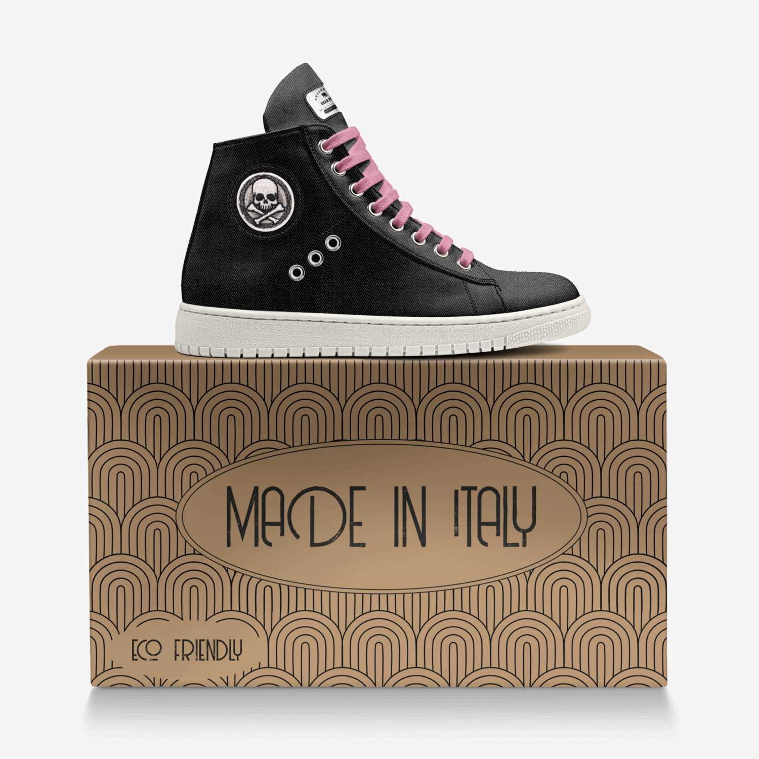 Bear feet custom made in Italy shoes by Sarah Mulka | Over box view