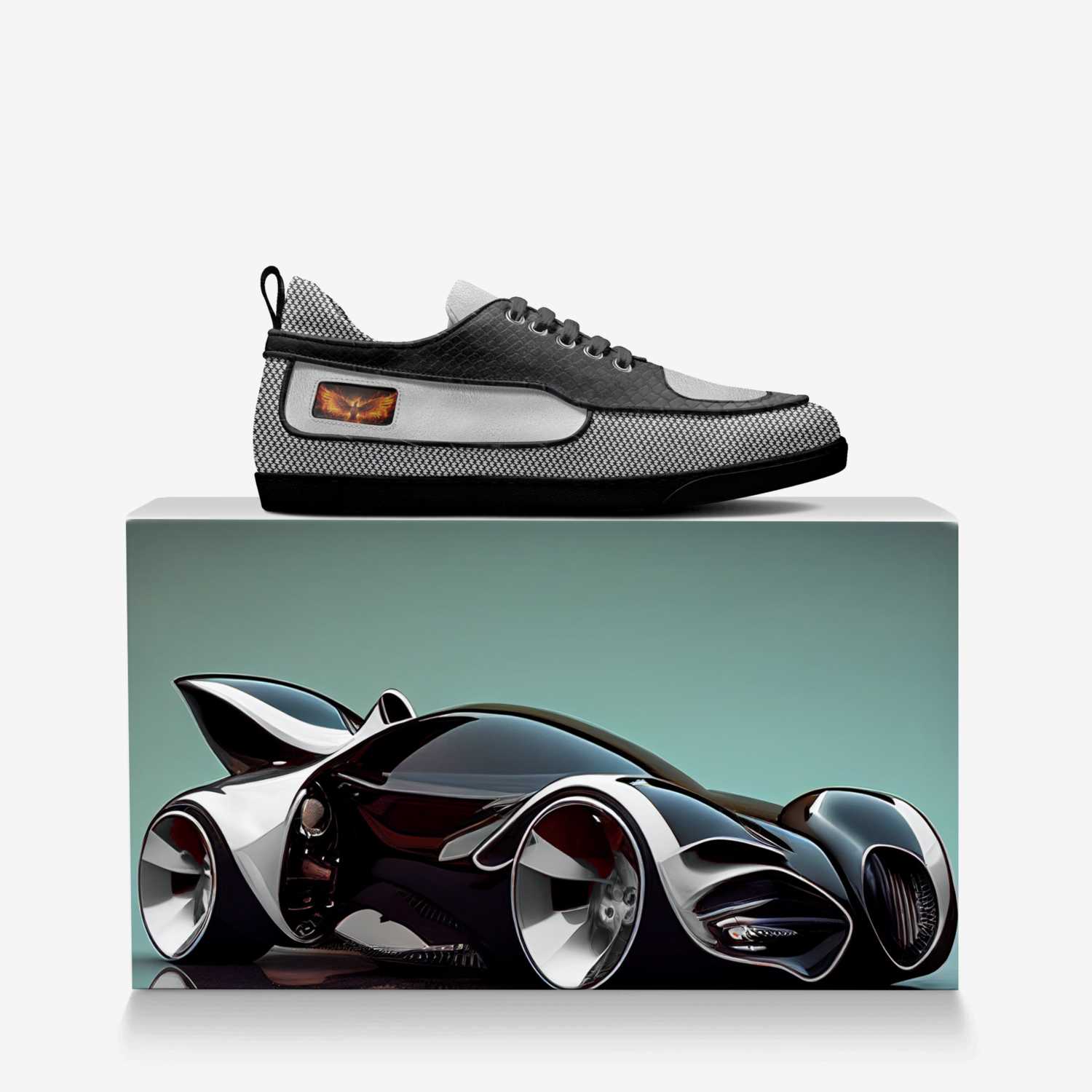 Phoenyx Footwear custom made in Italy shoes by Ren Thompson | Over box view