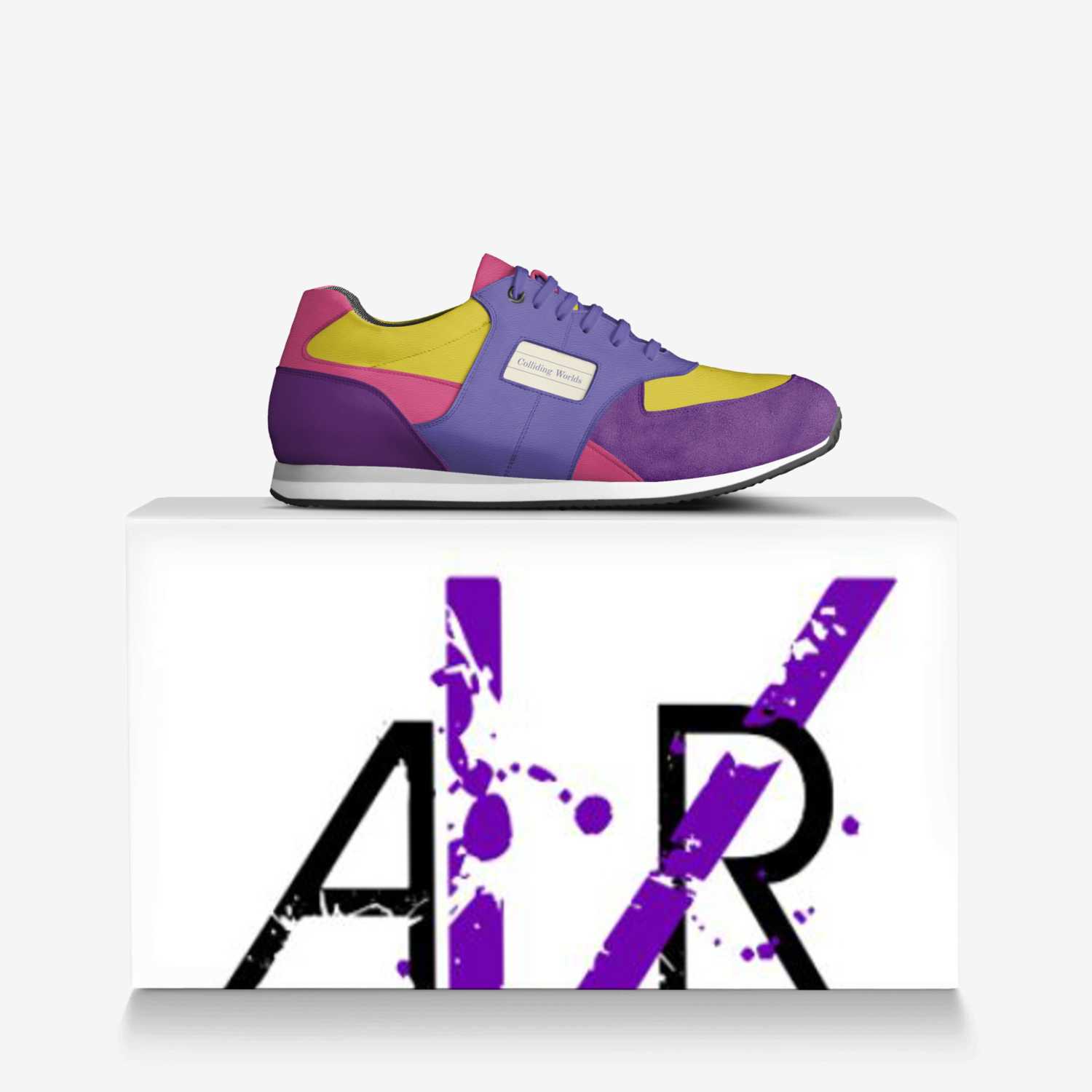 Colliding Worlds custom made in Italy shoes by Angela Valente-romeo | Over box view