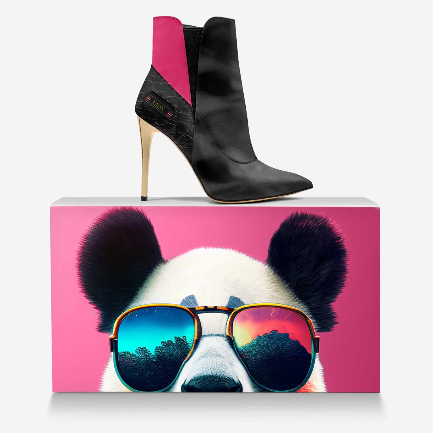 CALYX:BLACK ROSE custom made in Italy shoes by Gifford Jones | Over box view