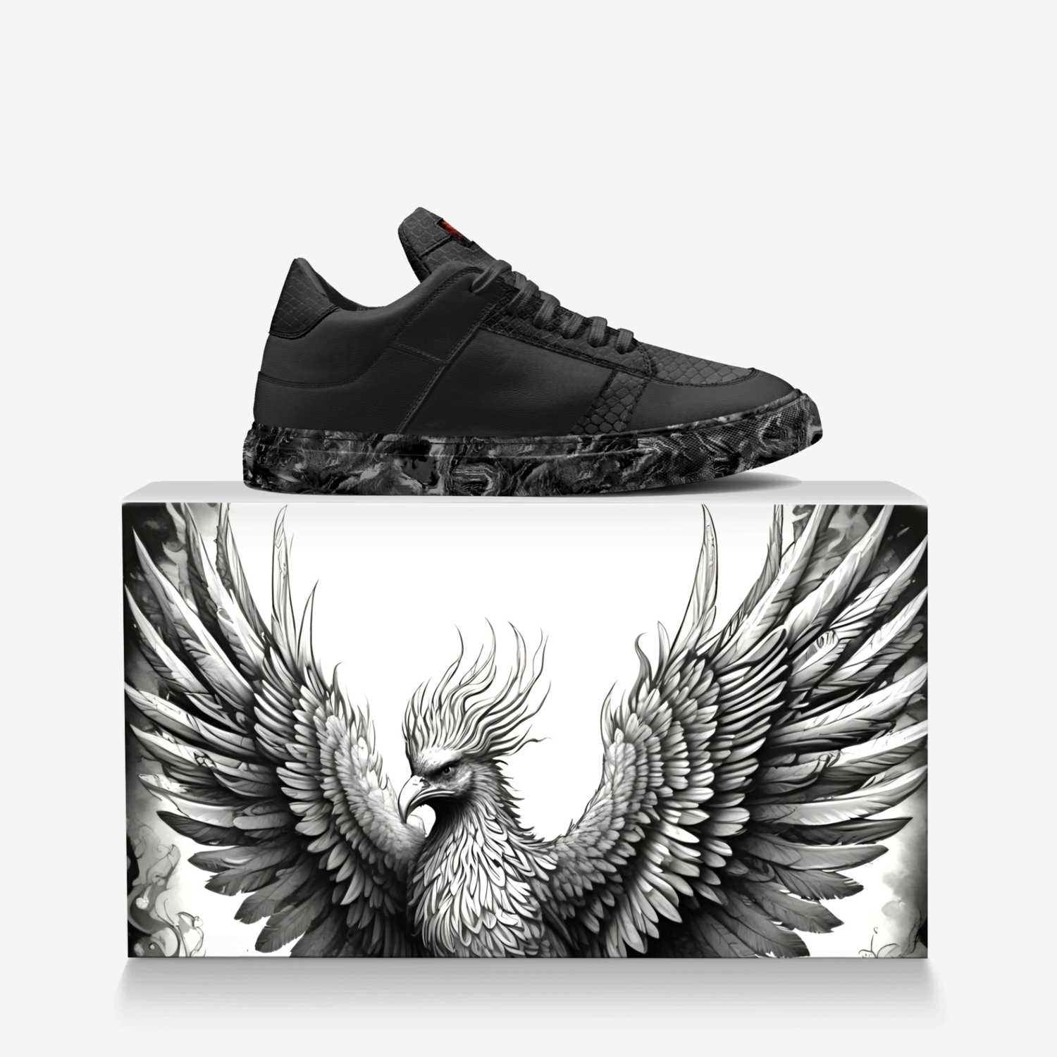 Phoenyx Footwear custom made in Italy shoes by Ren Thompson | Over box view