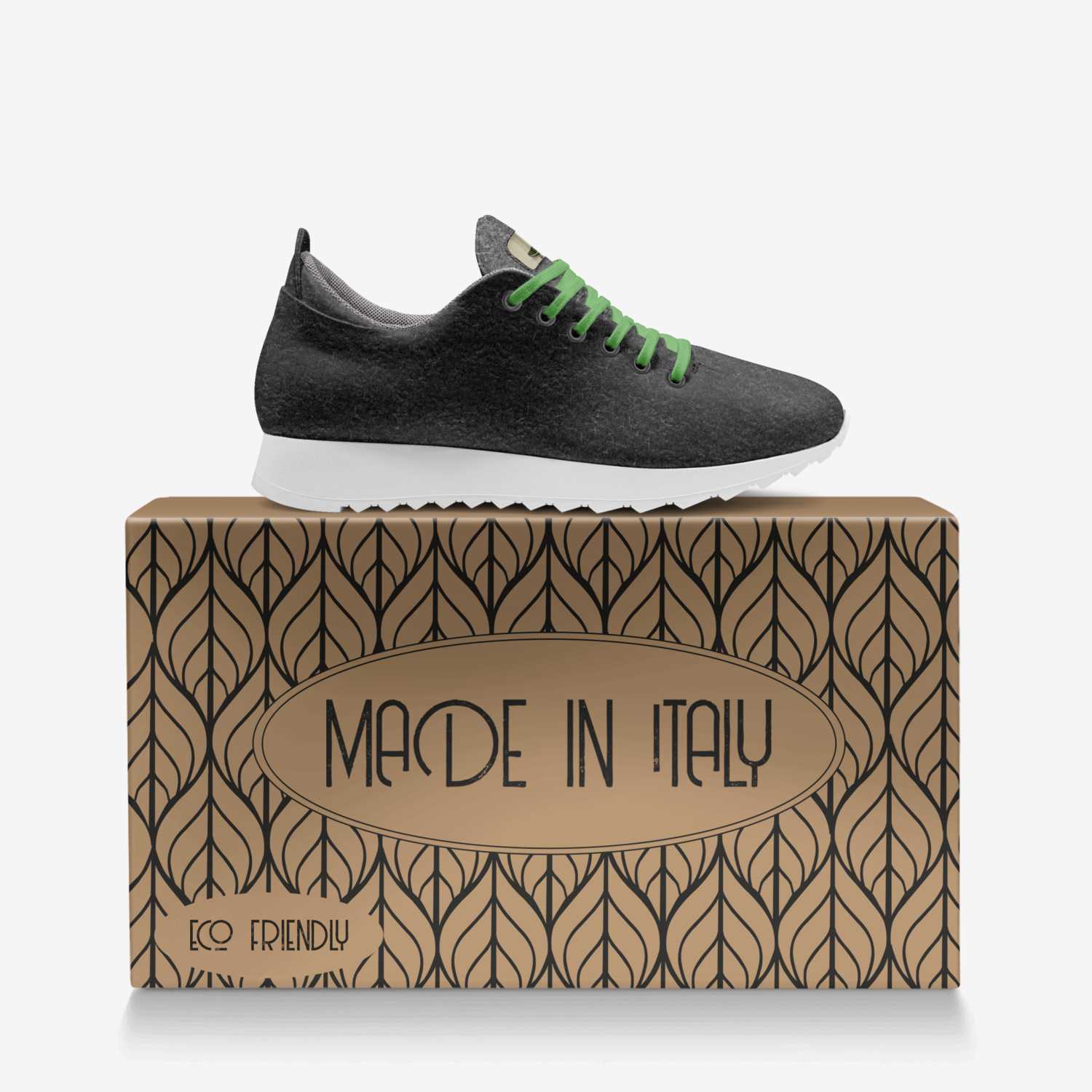GreenStridePath custom made in Italy shoes by Ron | Over box view