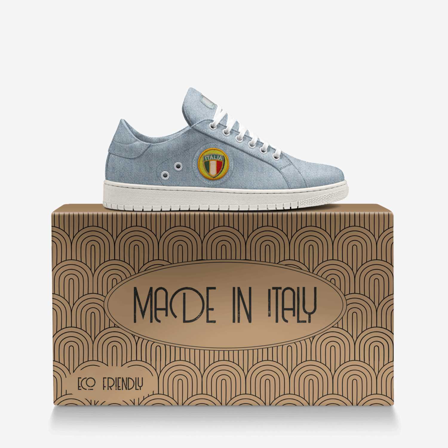 ITALIA DENIM 04 custom made in Italy shoes by Duvall Daniels | Over box view