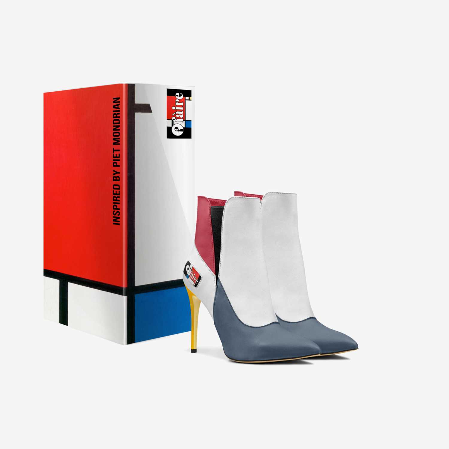 piet mondrian  custom made in Italy shoes by Faireoir Shoes | Box view