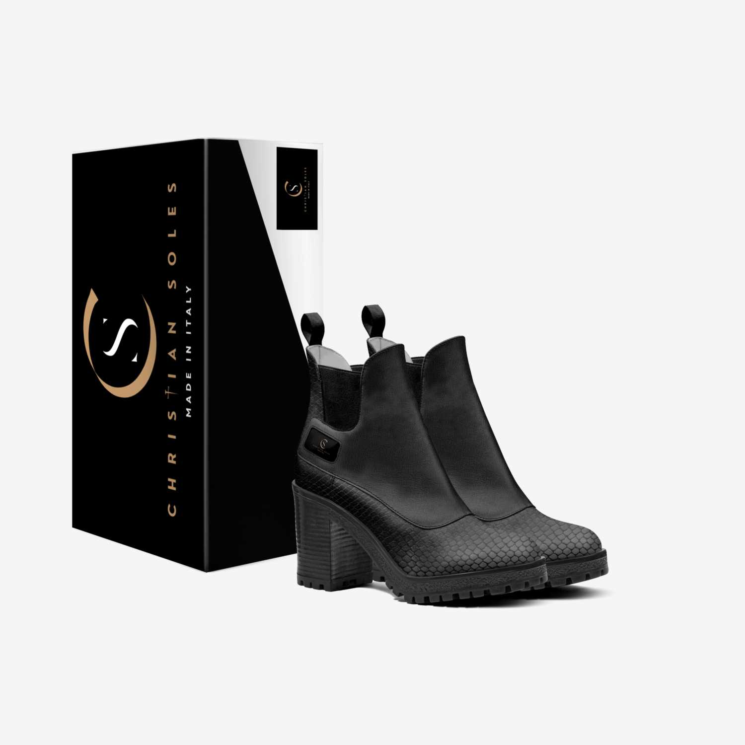 Brigette Boot (Black) custom made in Italy shoes by Christian Soles Collection | Box view