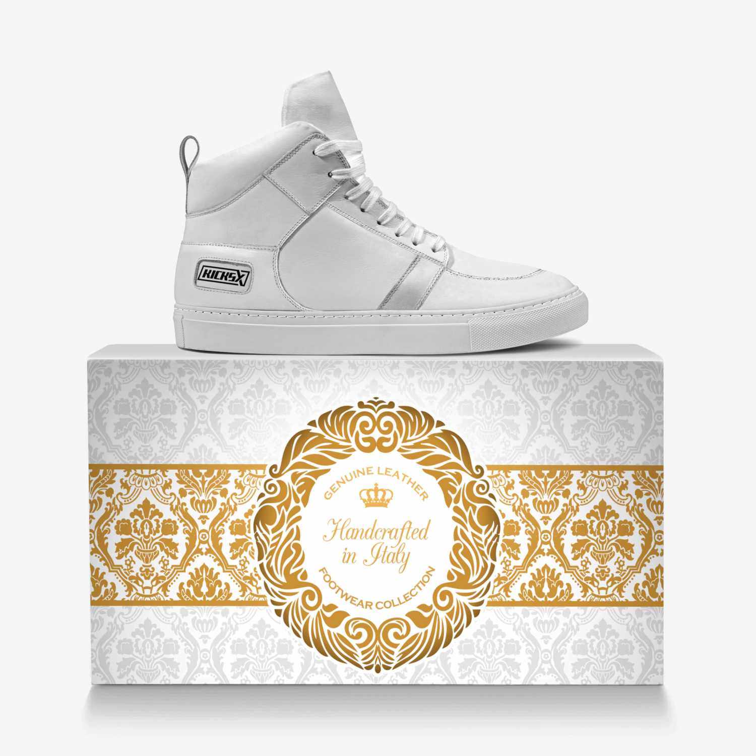 Millones (KicksX) custom made in Italy shoes by Enzo D'Oro | Over box view