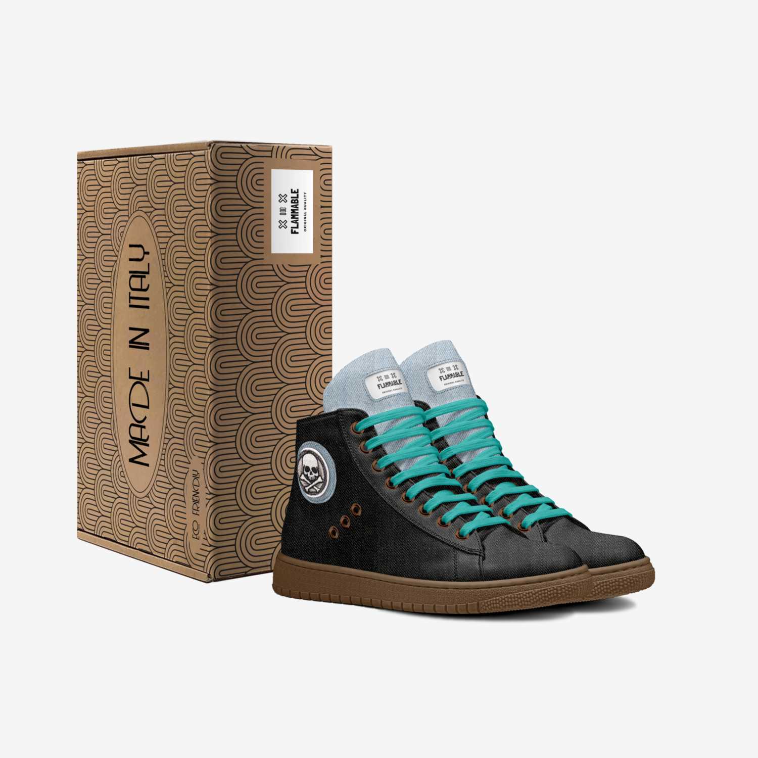 Flammable custom made in Italy shoes by Teri Lynn Difranco | Box view
