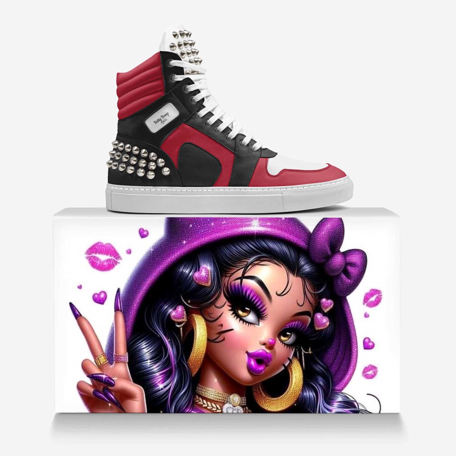 Betty Boop custom made in Italy shoes by Ny-leeka Jackson | Over box view