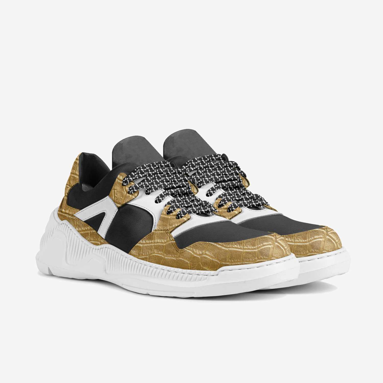 Zen Q Gold 1s custom made in Italy shoes by Deante Steele | Double view