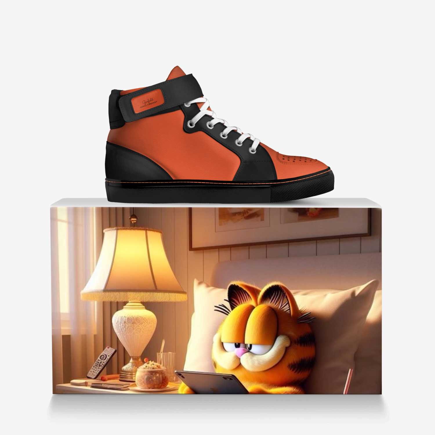 Garfield custom made in Italy shoes by Ny-leeka Jackson | Over box view