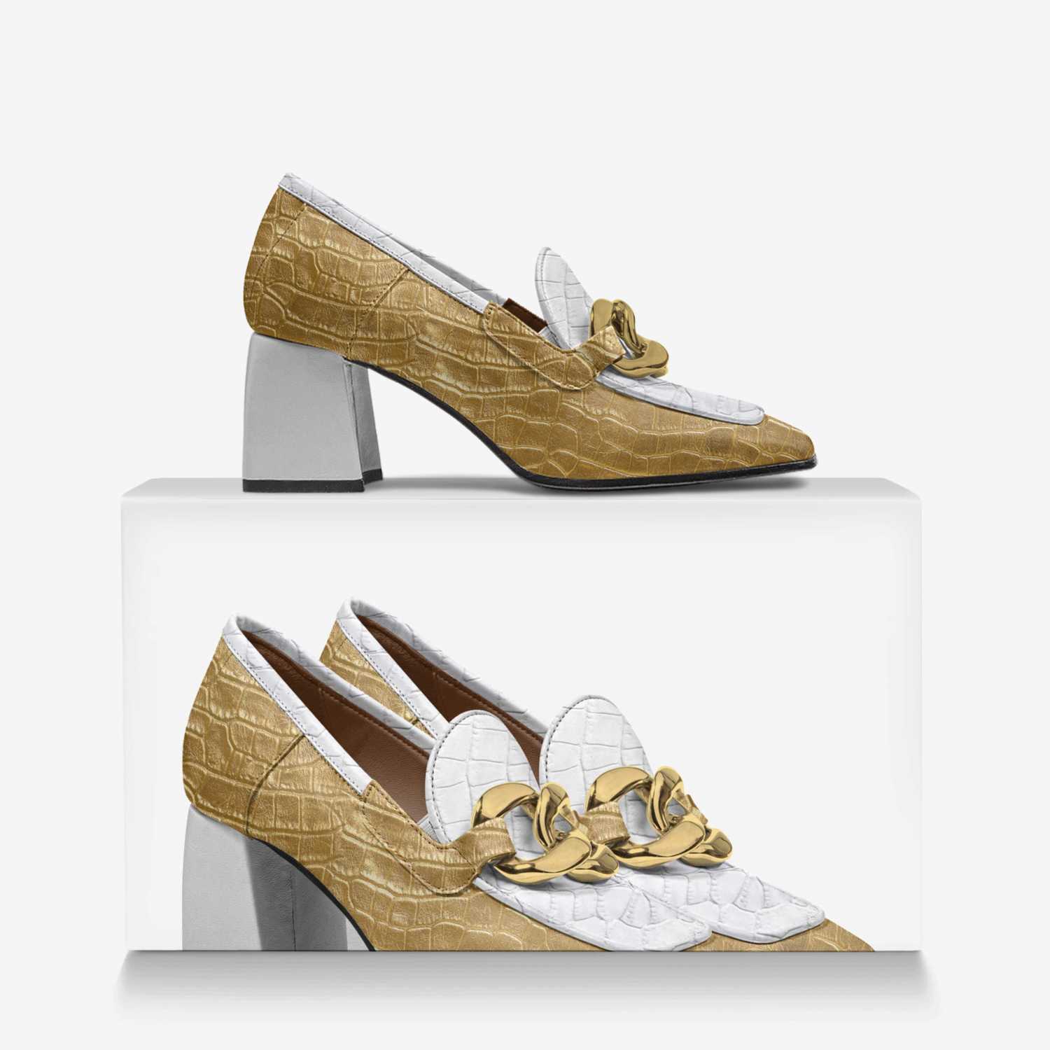 Classy feet custom made in Italy shoes by Malika Shamsiddeen | Over box view