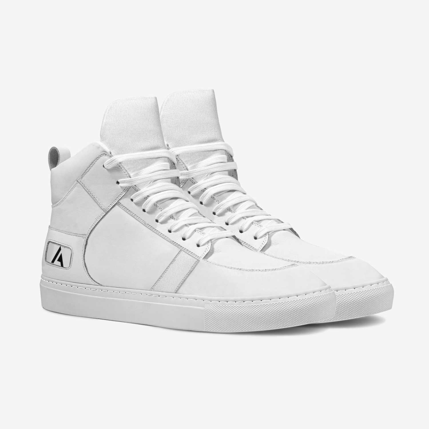 Fresh White Kicks custom made in Italy shoes by Aaron Belyea | Double view