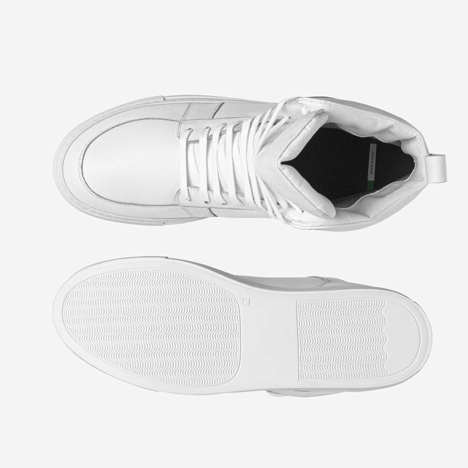 Fresh White Kicks custom made in Italy shoes by Aaron Belyea | Top view