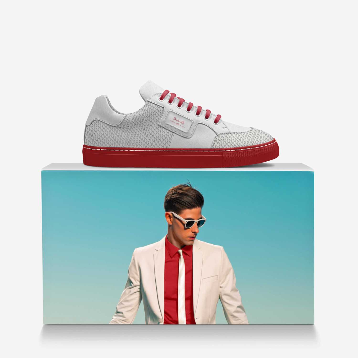 Designafly custom made in Italy shoes by Reynaldo Torres | Over box view