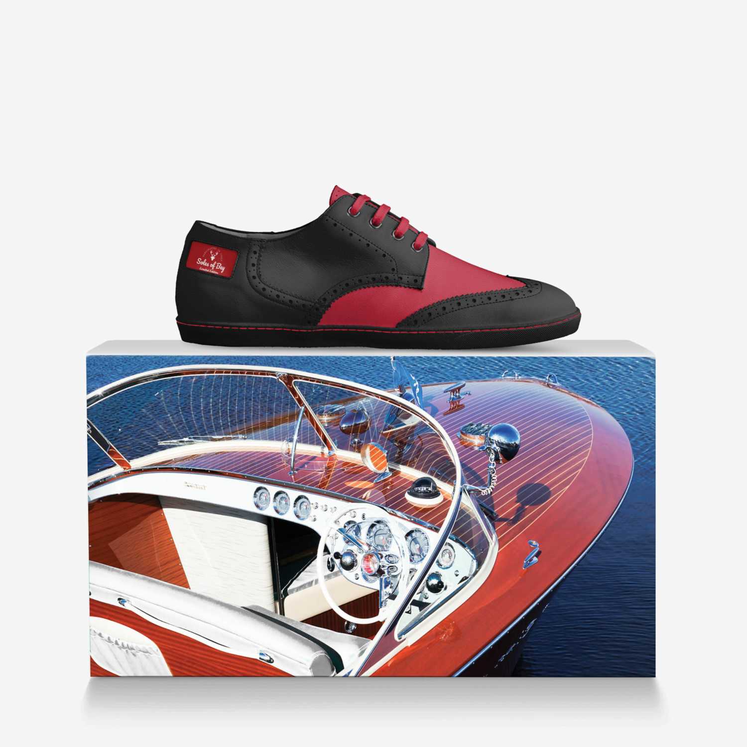 Soles of Bey custom made in Italy shoes by Quiame Bey | Over box view