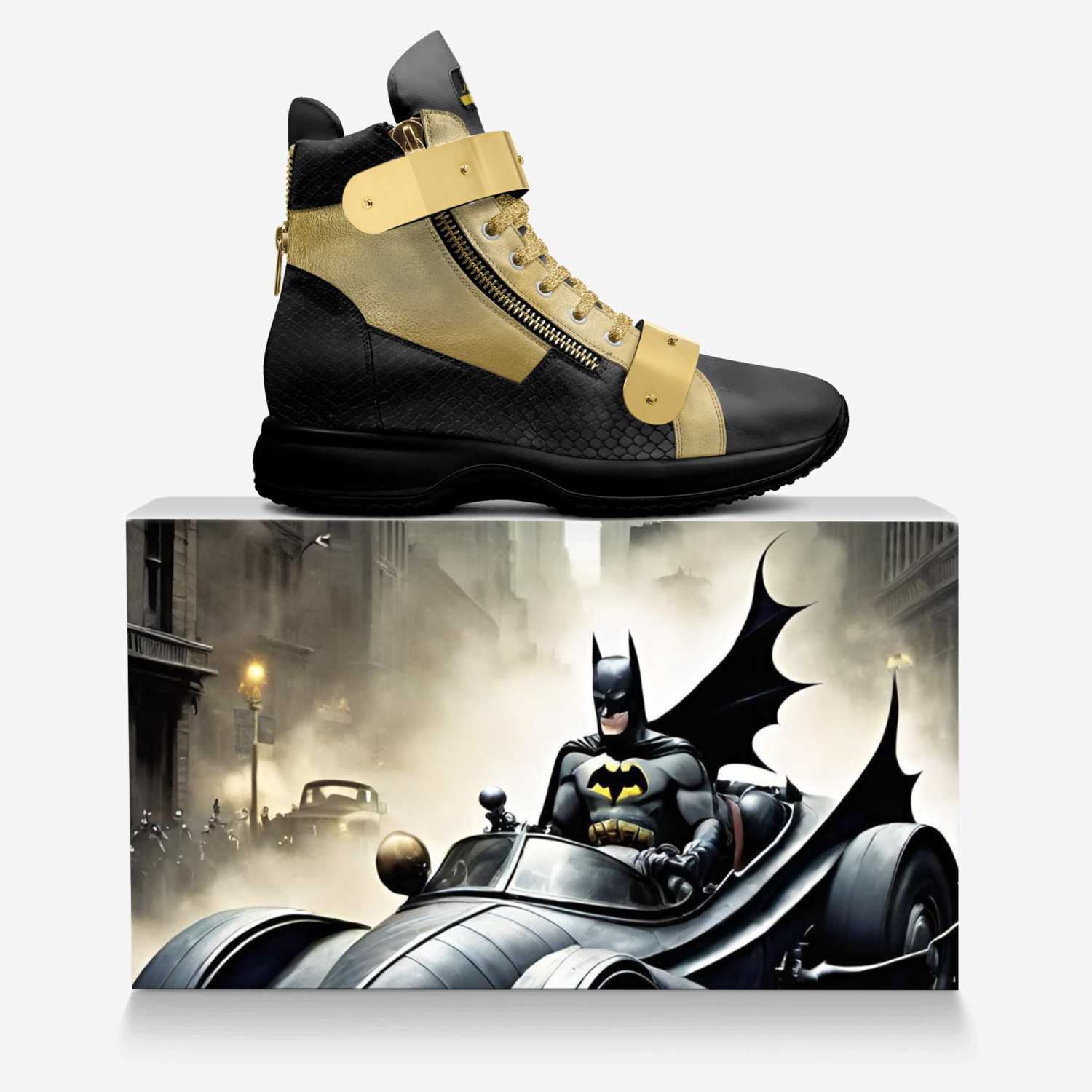 Joeilov3s/Batman  custom made in Italy shoes by Joanna Sanchez | Over box view