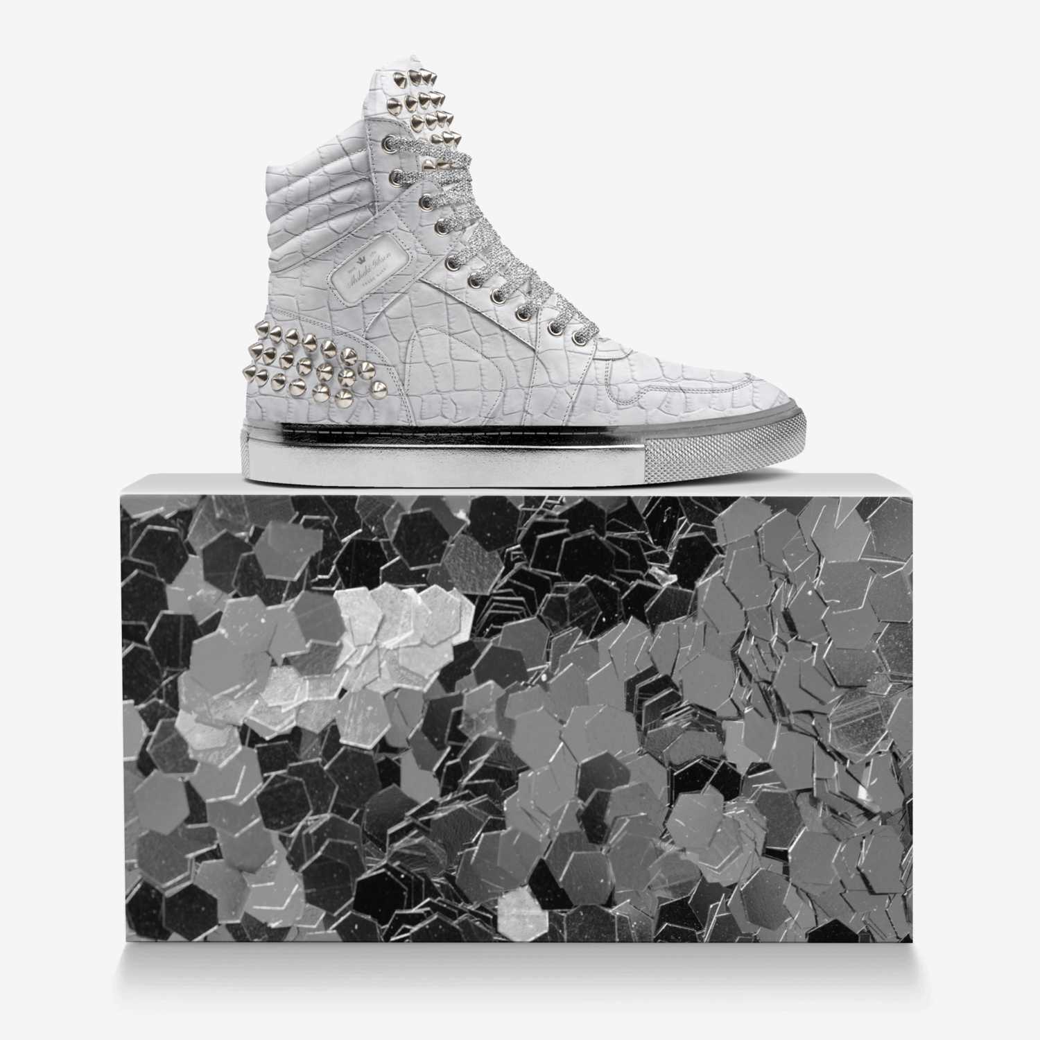 Ahshaki Gibson custom made in Italy shoes by Ahshaki Gibson | Over box view