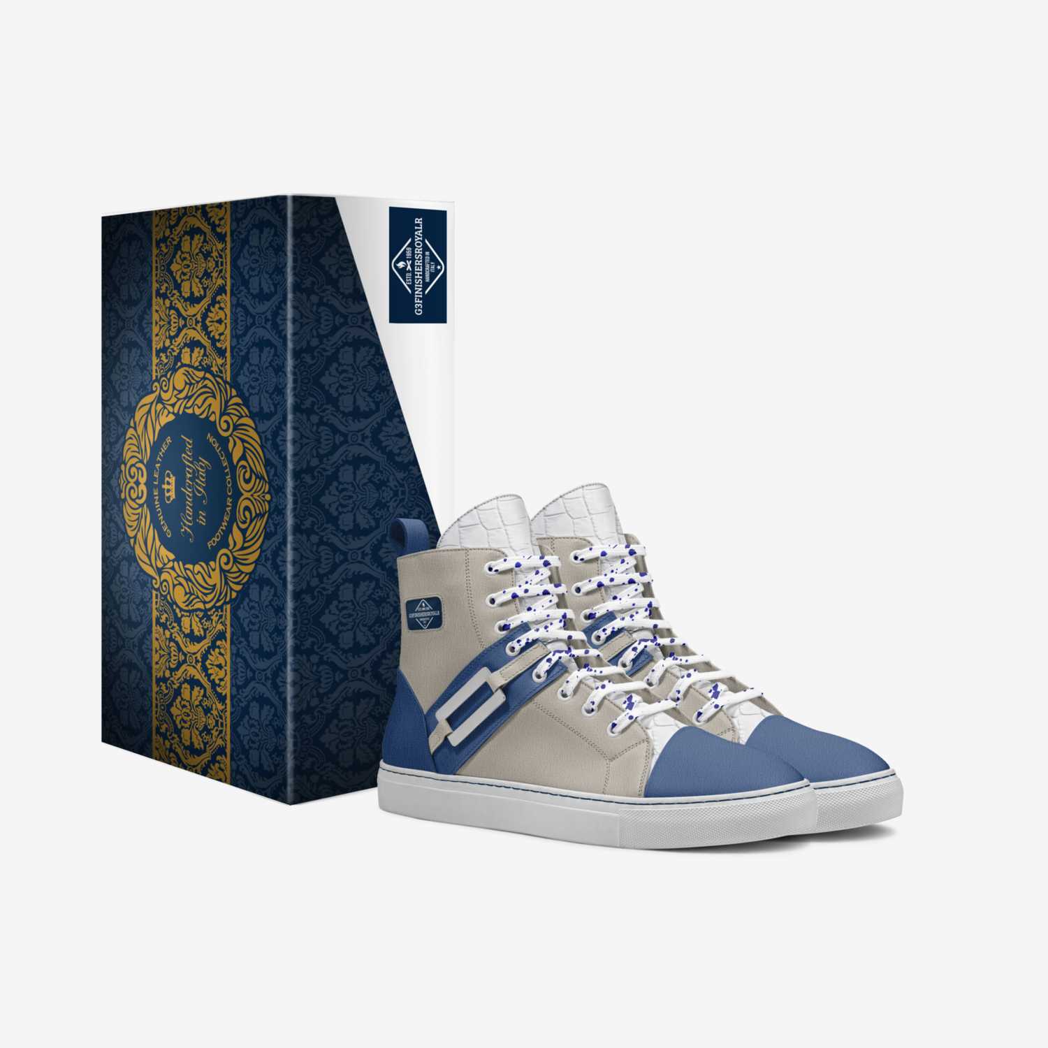 G3FINISHERSROYALR custom made in Italy shoes by Frankie Robinson | Box view