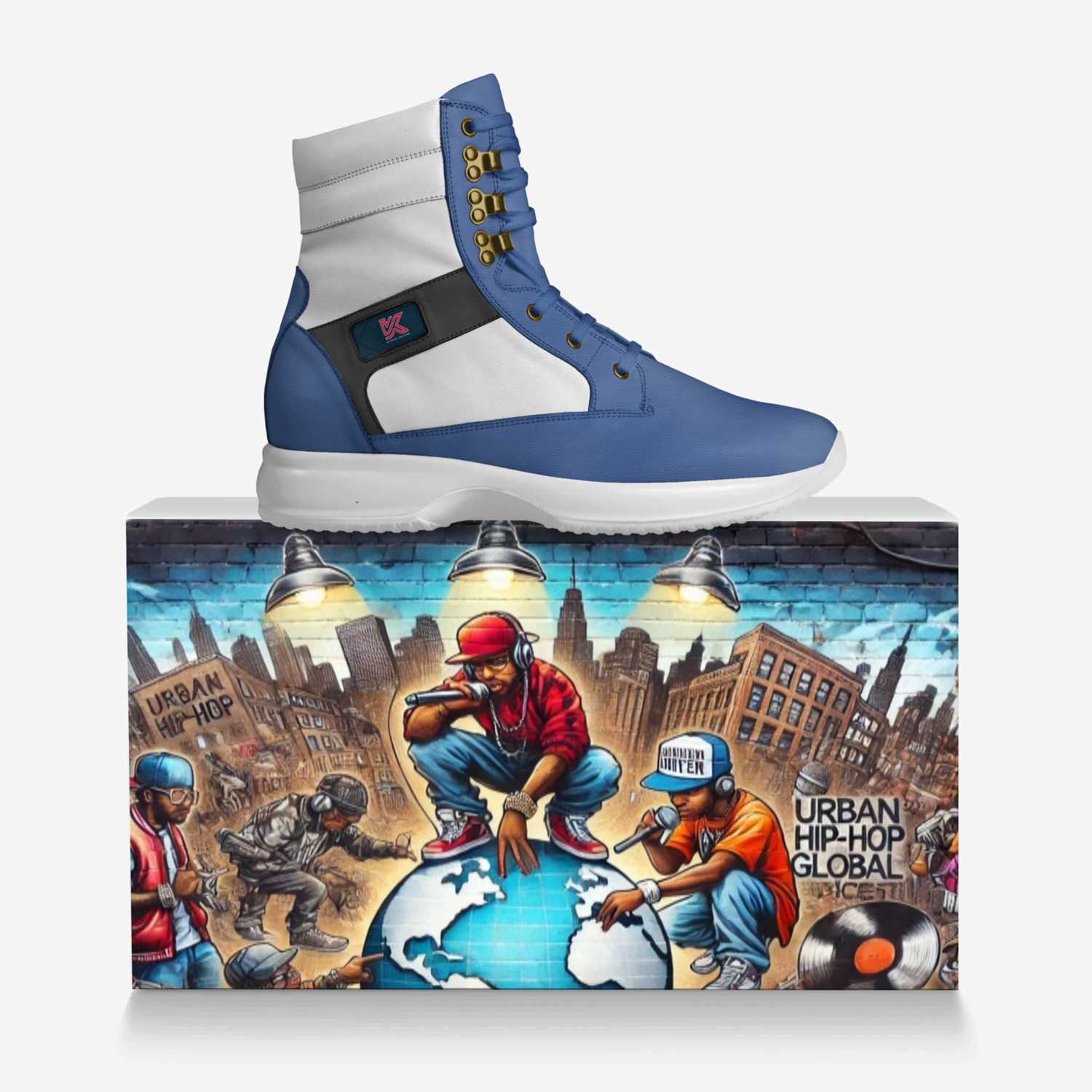 KnightVision.Ink custom made in Italy shoes by Nelly Vee | Over box view