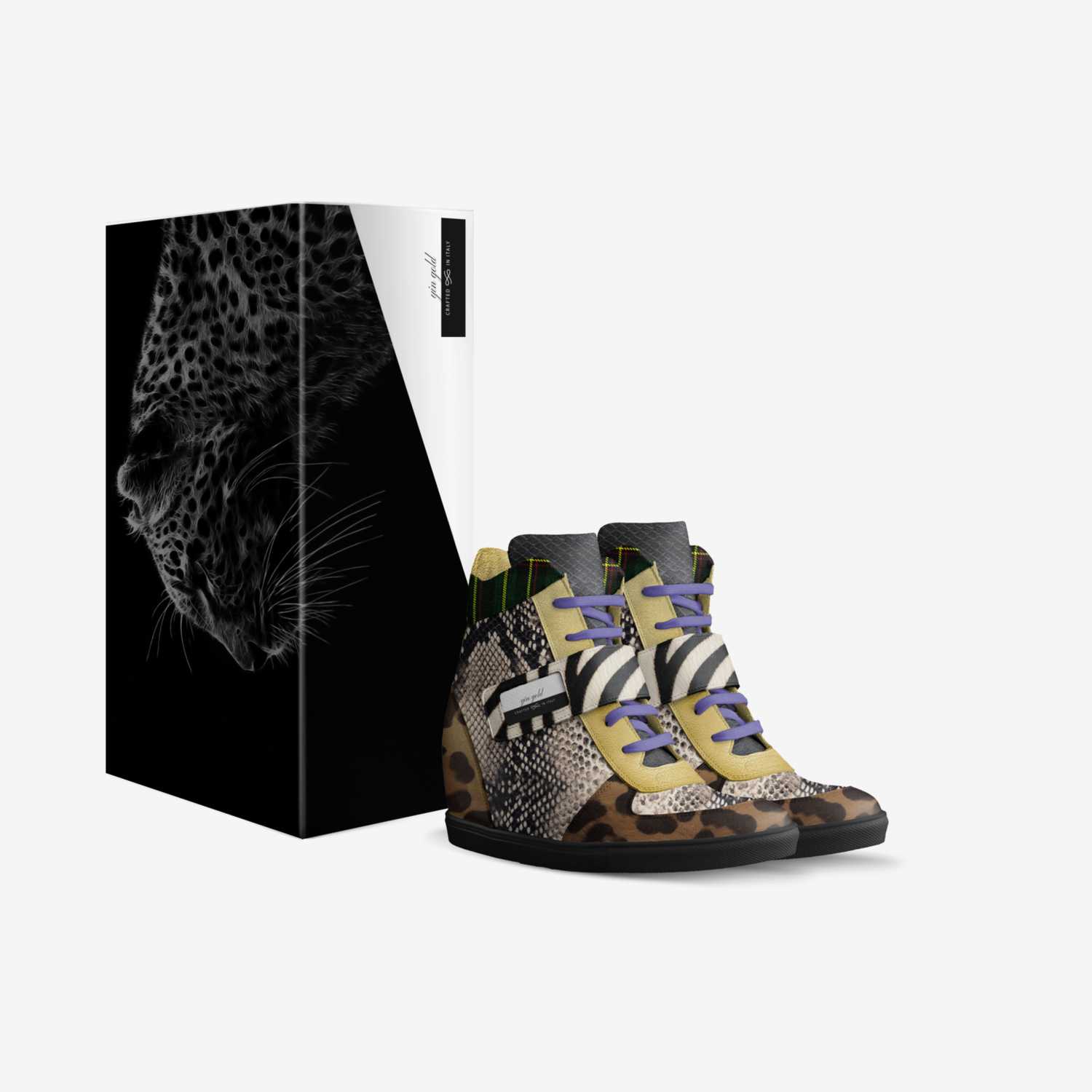yin gold custom made in Italy shoes by Genisis Bynum | Box view