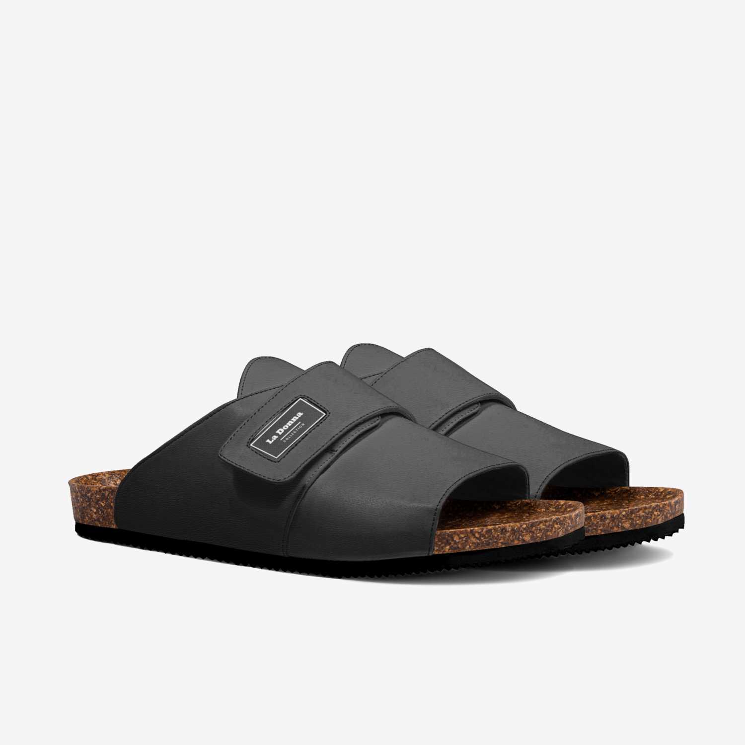 Black Sandals  custom made in Italy shoes by Donna Sanders | Double view
