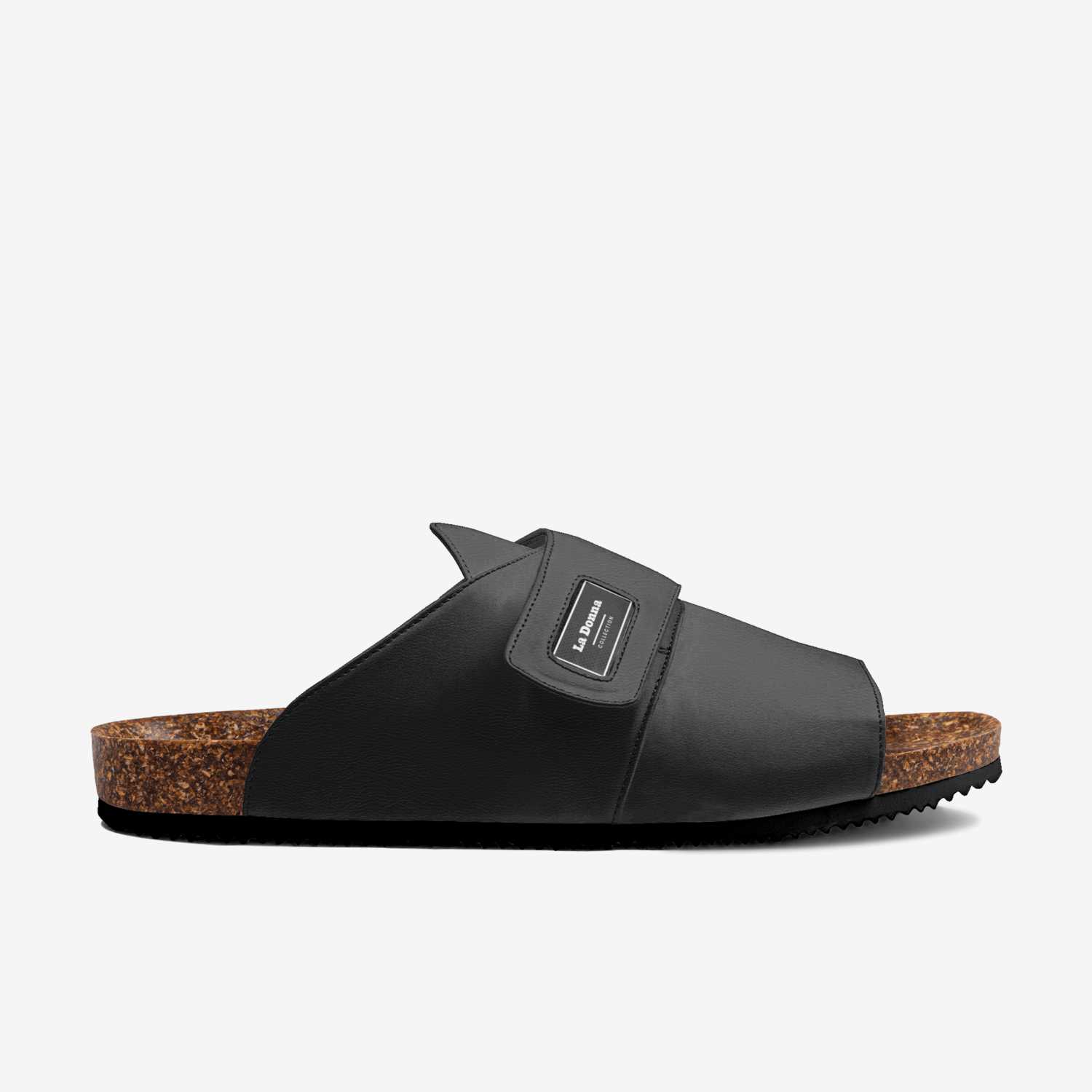 Black Sandals  custom made in Italy shoes by Donna Sanders | Side view