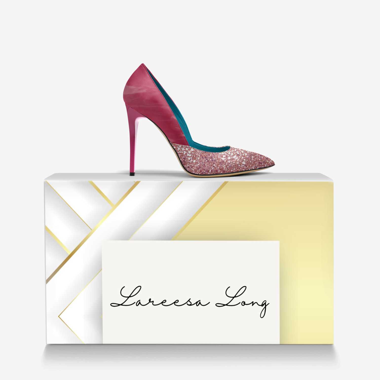 Reesy custom made in Italy shoes by Lareesa Long | Over box view