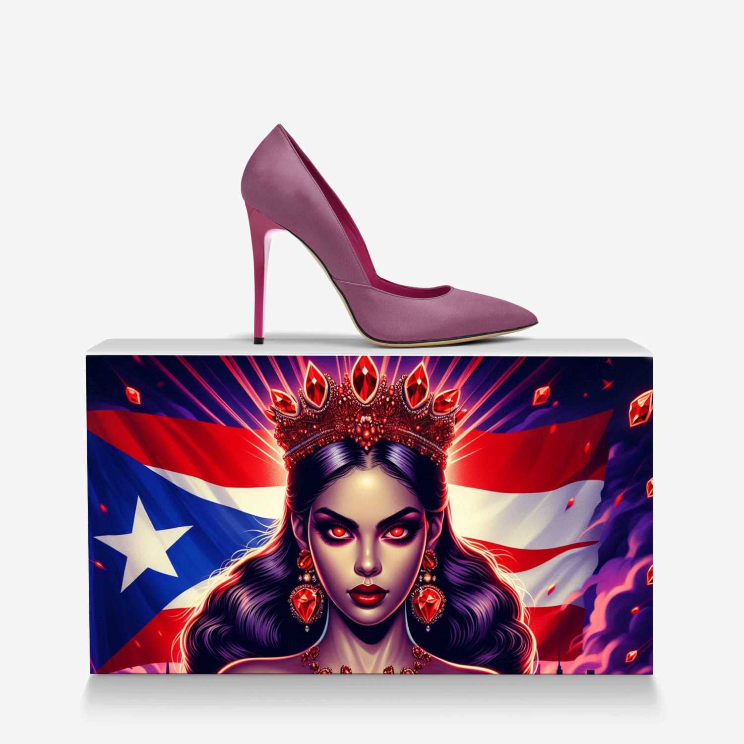 Indigo haze custom made in Italy shoes by Rauh Karim | Over box view