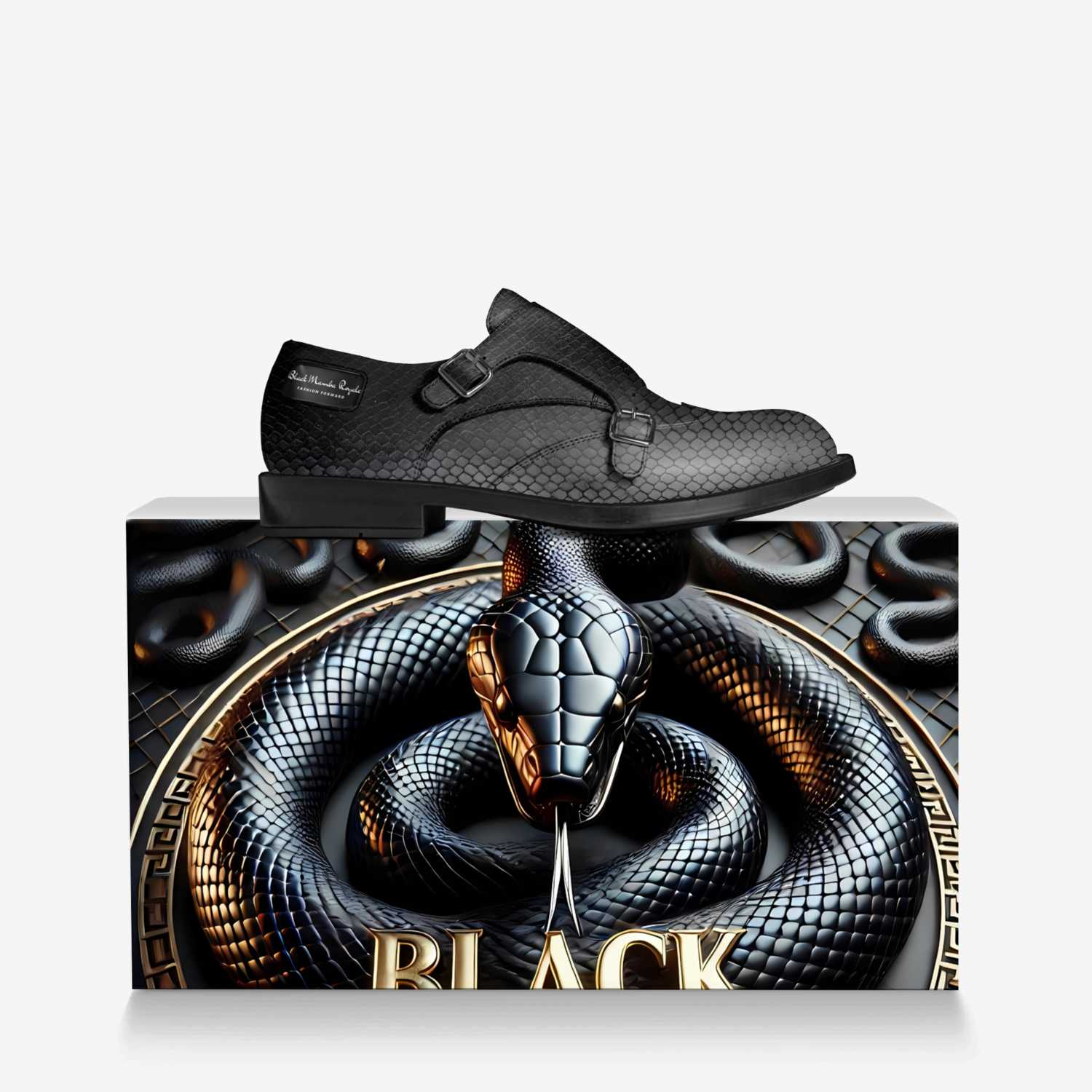 Black Mamba Royale custom made in Italy shoes by Bullish Boutique | Over box view