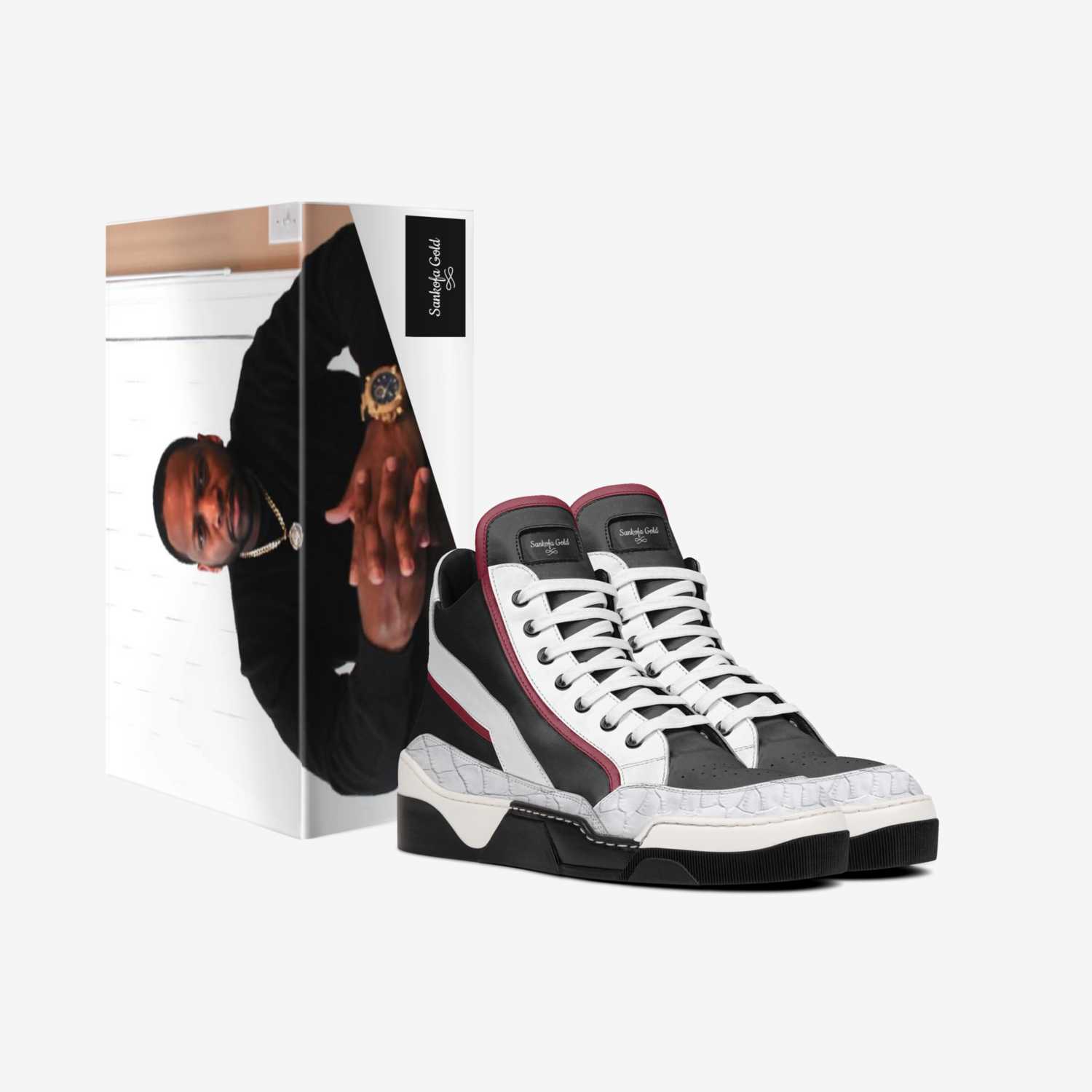 Sankofa Gold custom made in Italy shoes by Supa Trav | Box view