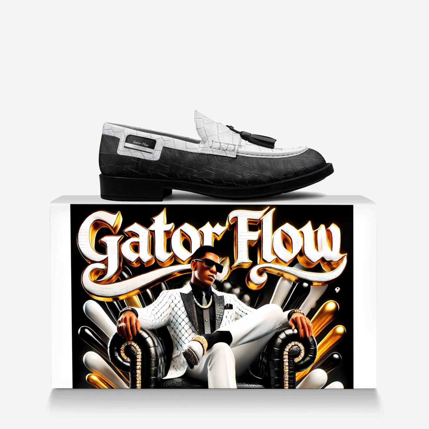 Gator Flow custom made in Italy shoes by Bullish Boutique | Over box view