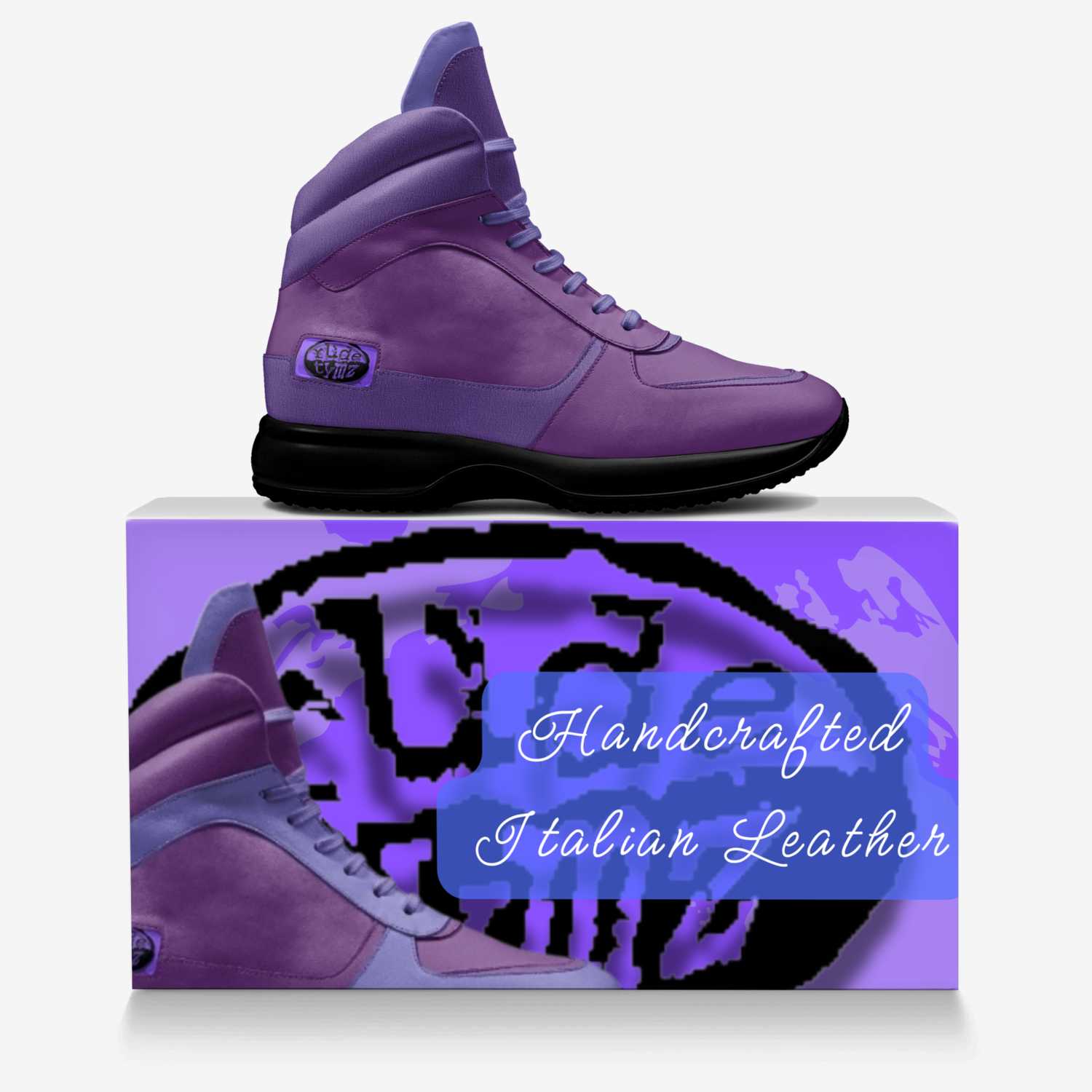 RT Purple Earth  custom made in Italy shoes by Byron Burke Aka Popâ Ur-mää | Over box view
