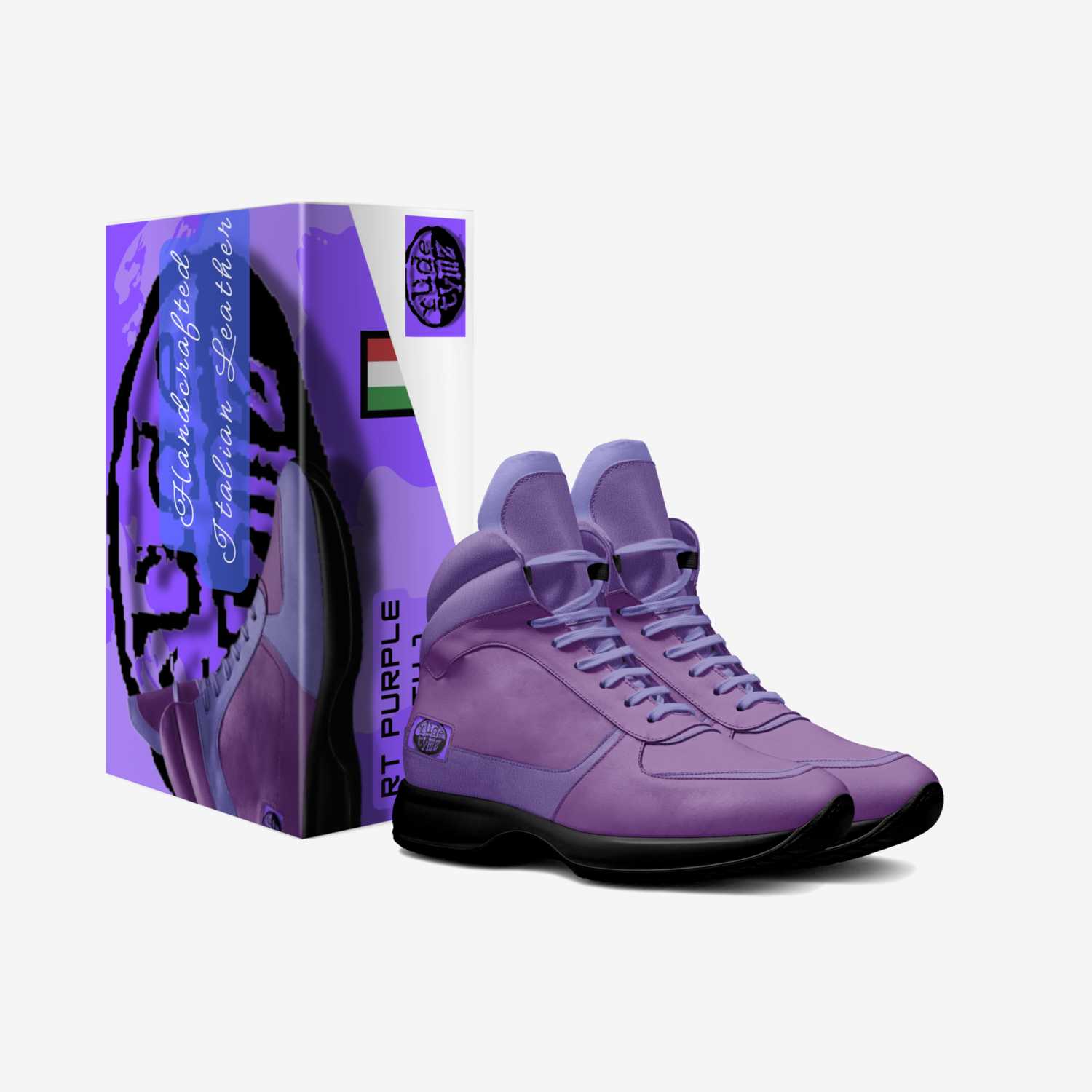 RT Purple Earth  custom made in Italy shoes by Byron Burke Aka Popâ Ur-mää | Box view
