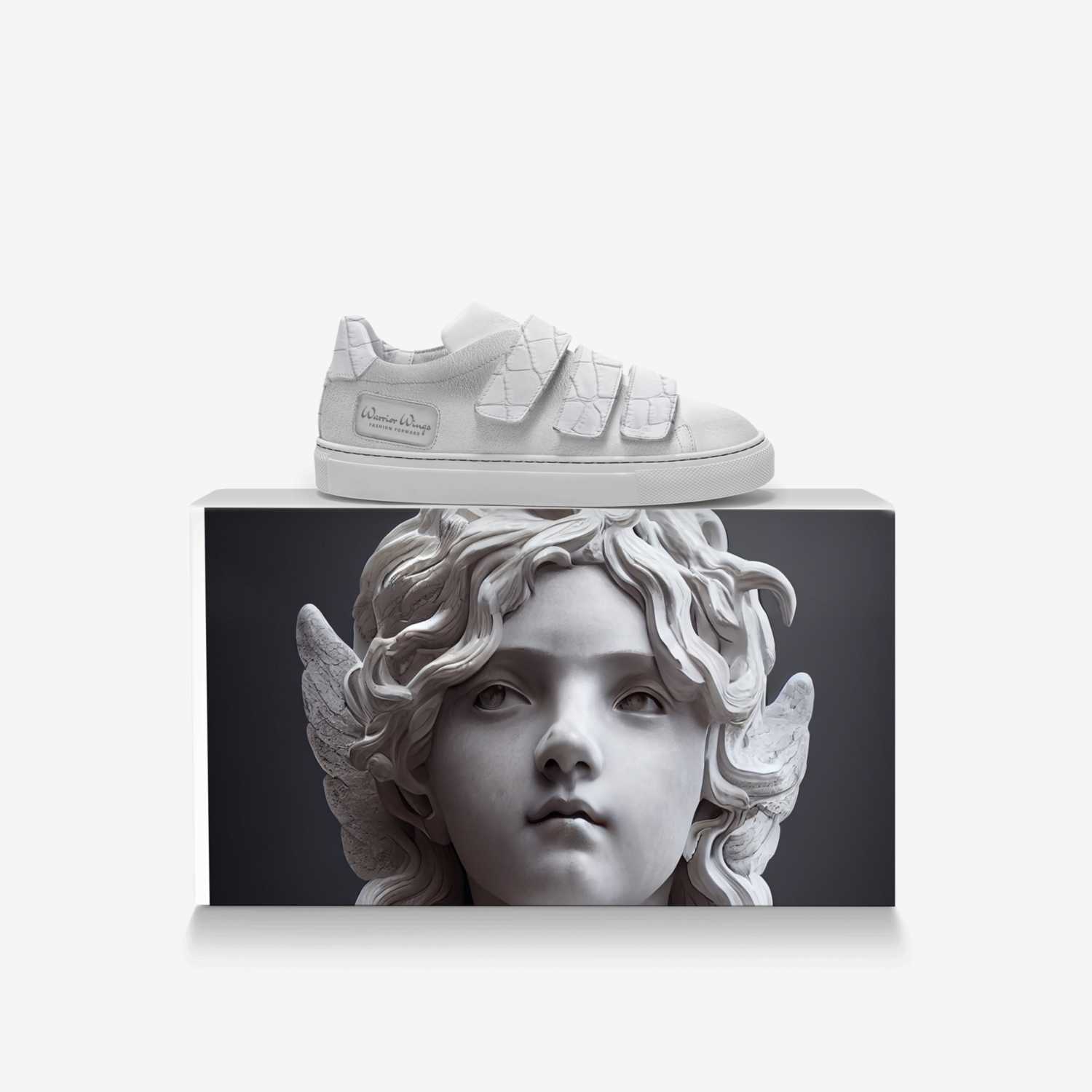 Warrior Wings custom made in Italy shoes by Selena A Razo Bell | Over box view