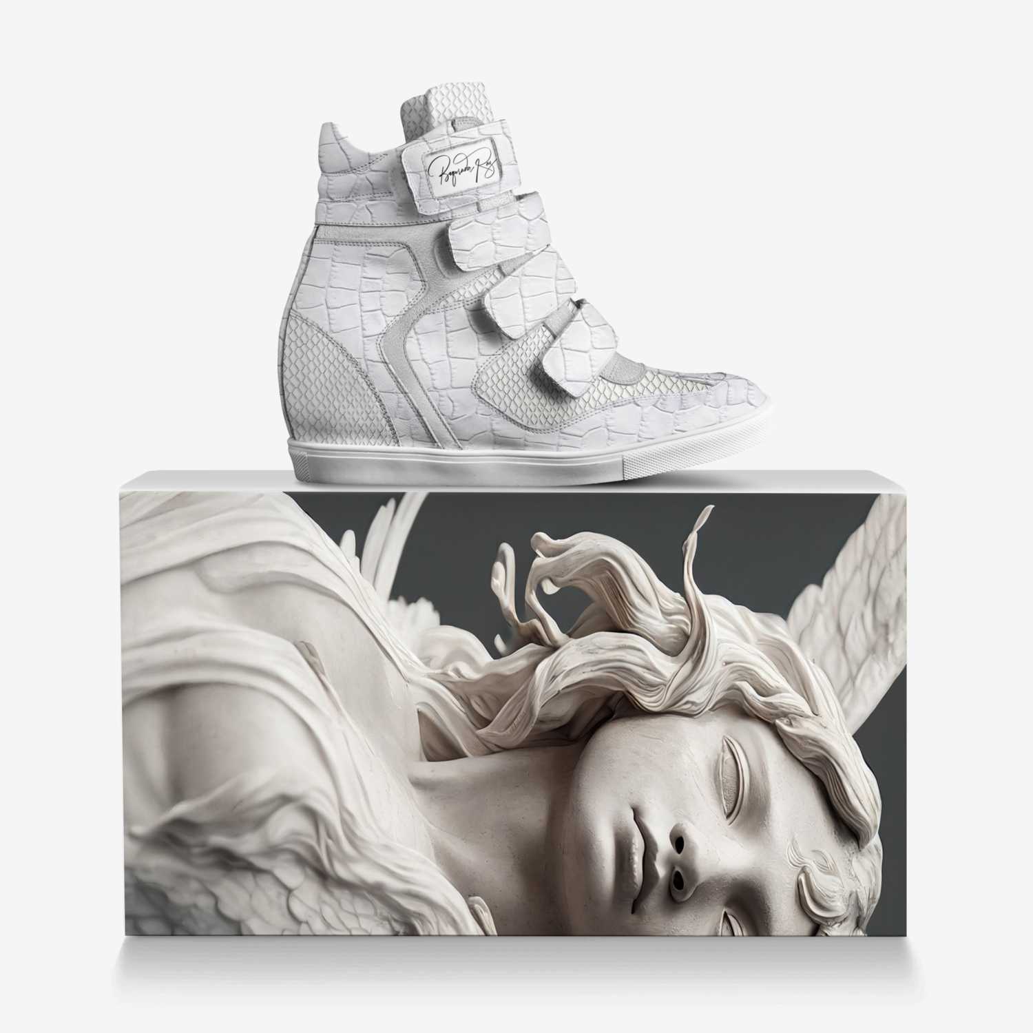 Warrior Wings custom made in Italy shoes by Selena A Razo Bell | Over box view