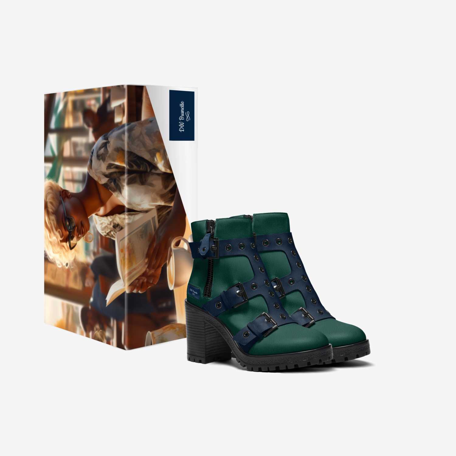 Jade Blue custom made in Italy shoes by Diana Joe | Box view