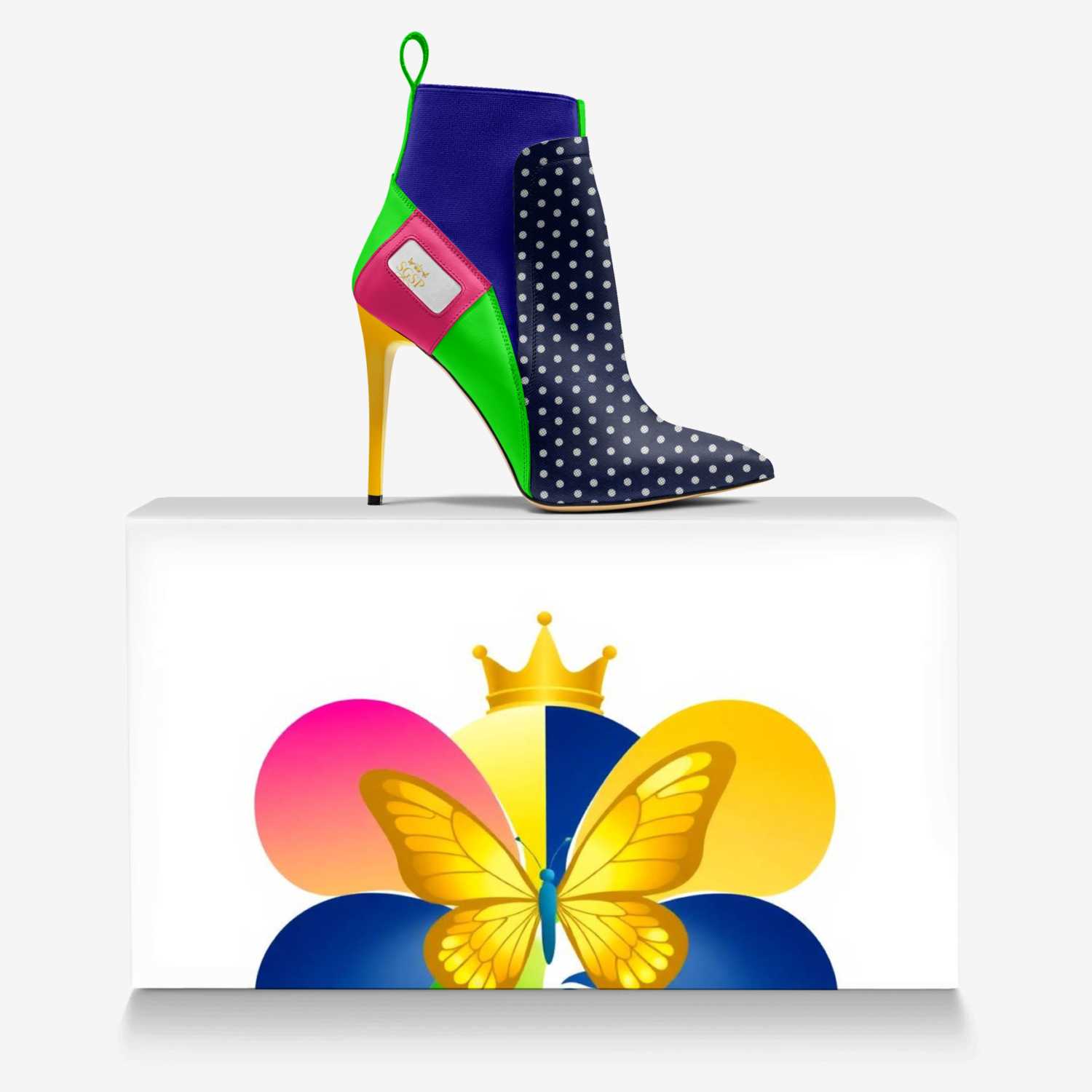 SGSP custom made in Italy shoes by Qwantana Gordon | Over box view