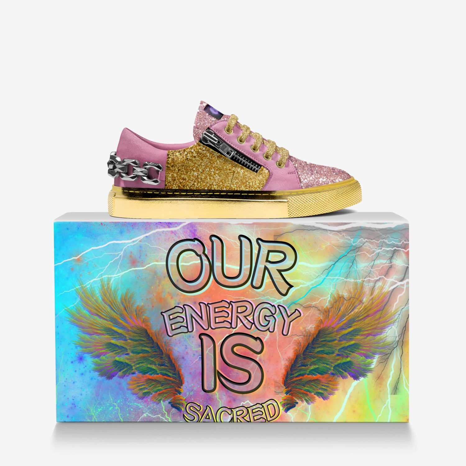 Iridescent Dream custom made in Italy shoes by Joseph vancaeneghem | Over box view