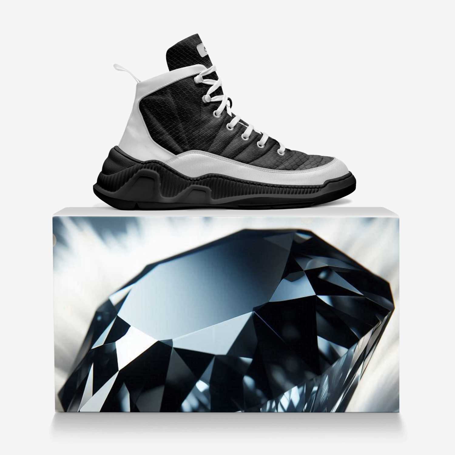 Gems Black Diamond custom made in Italy shoes by Brandon Edwards | Over box view