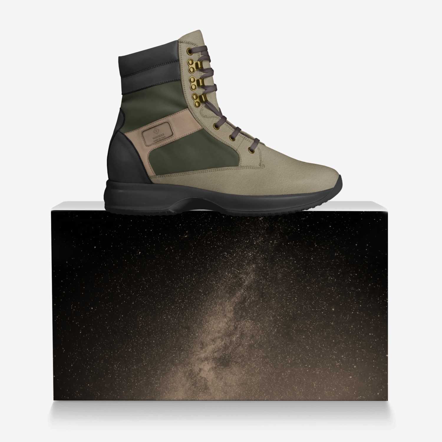 Wayseer custom made in Italy shoes by David Cobb | Over box view