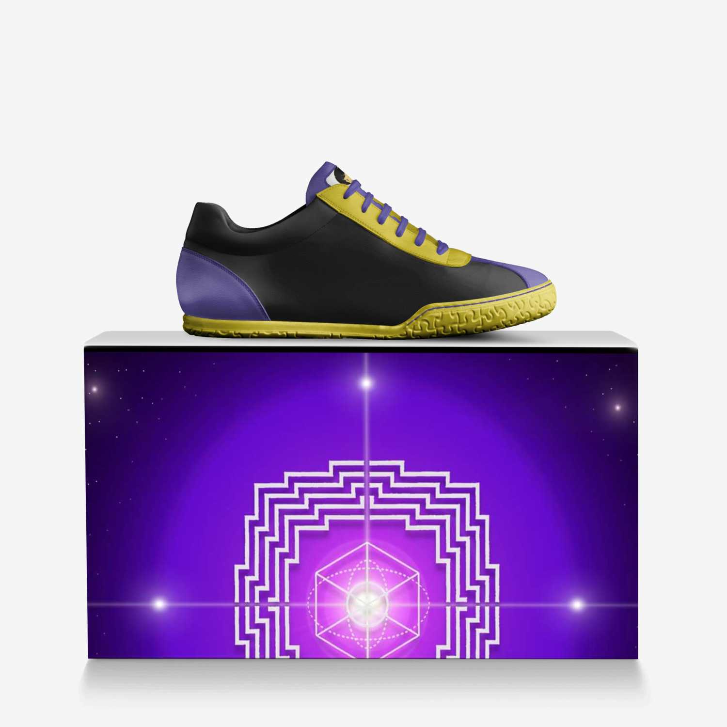 Golden Arms custom made in Italy shoes by Jason Lam | Over box view