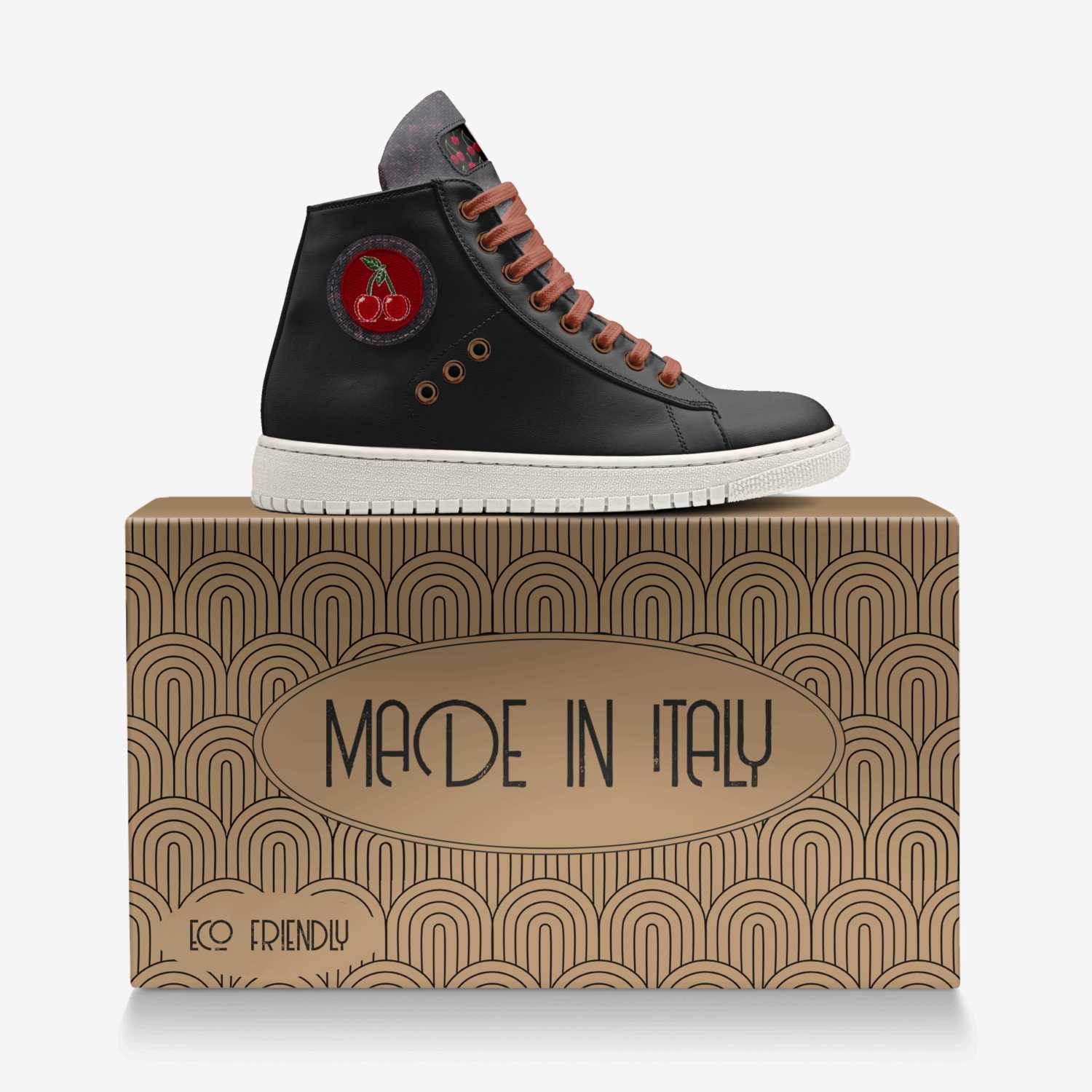 Sweet Terpenes custom made in Italy shoes by Heather Stanley | Over box view